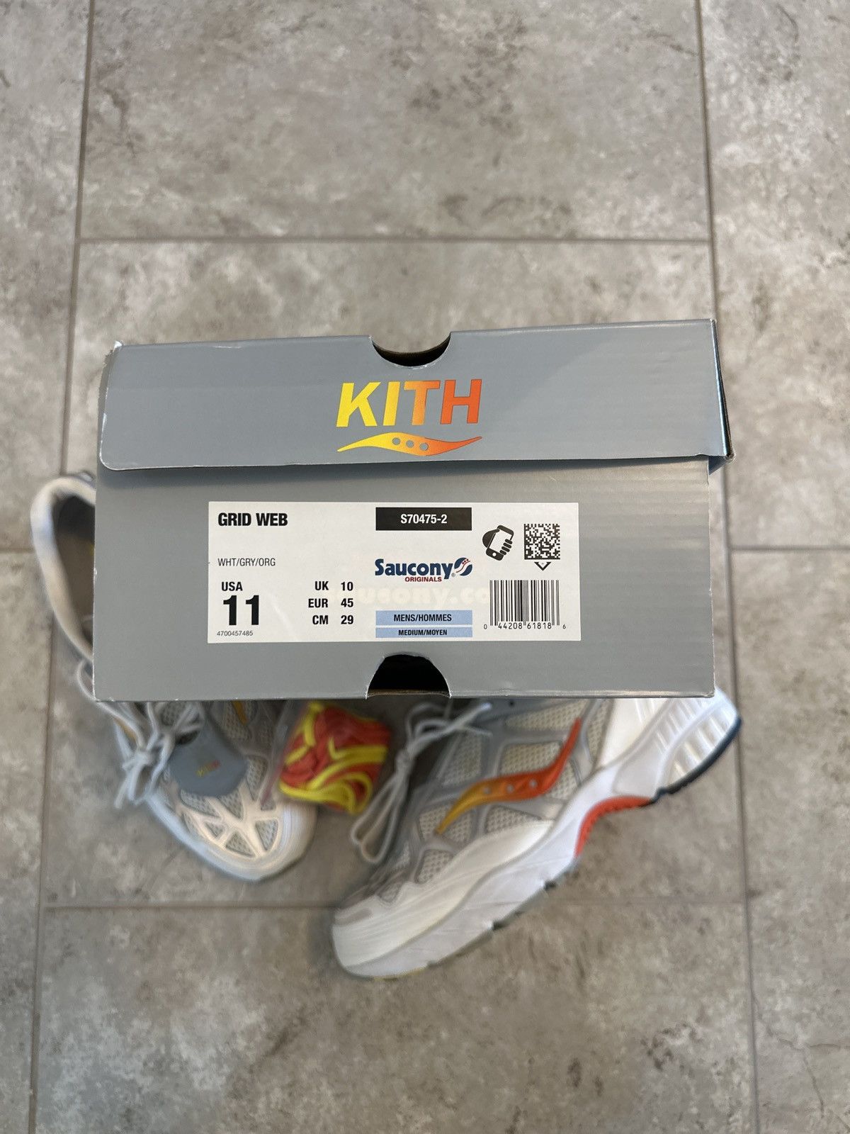 Kith Kith x Saucony Grid Web ‘Grey Orange’ - Used - Size 11 Size US 11 / EU 44 - 9 Thumbnail