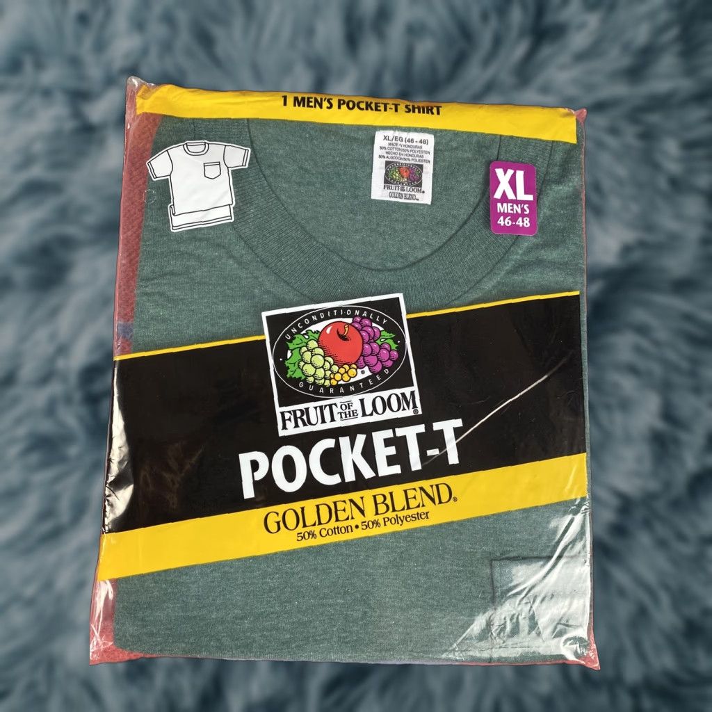 Fruit Of The Loom VINTAGE Fruit of the Loom NOS 50/50 Pocket T Shirt Green Mens XL Size US XL / EU 56 / 4 - 1 Thumbnail