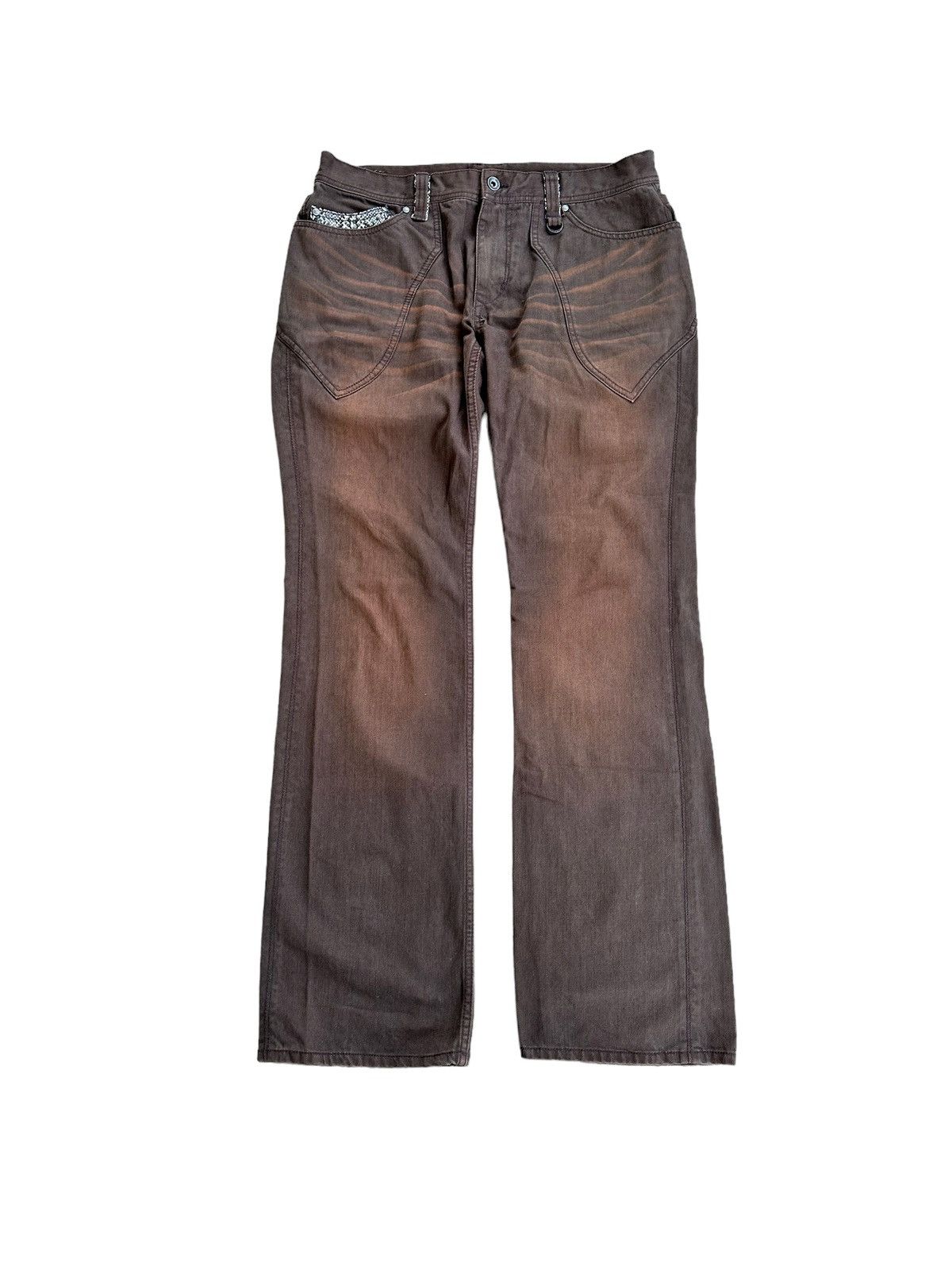 image of If Six Was Nine x Le Grande Bleu L G B Insane Vintage Flare Jeans With Snake Skins in Brown (Size 3