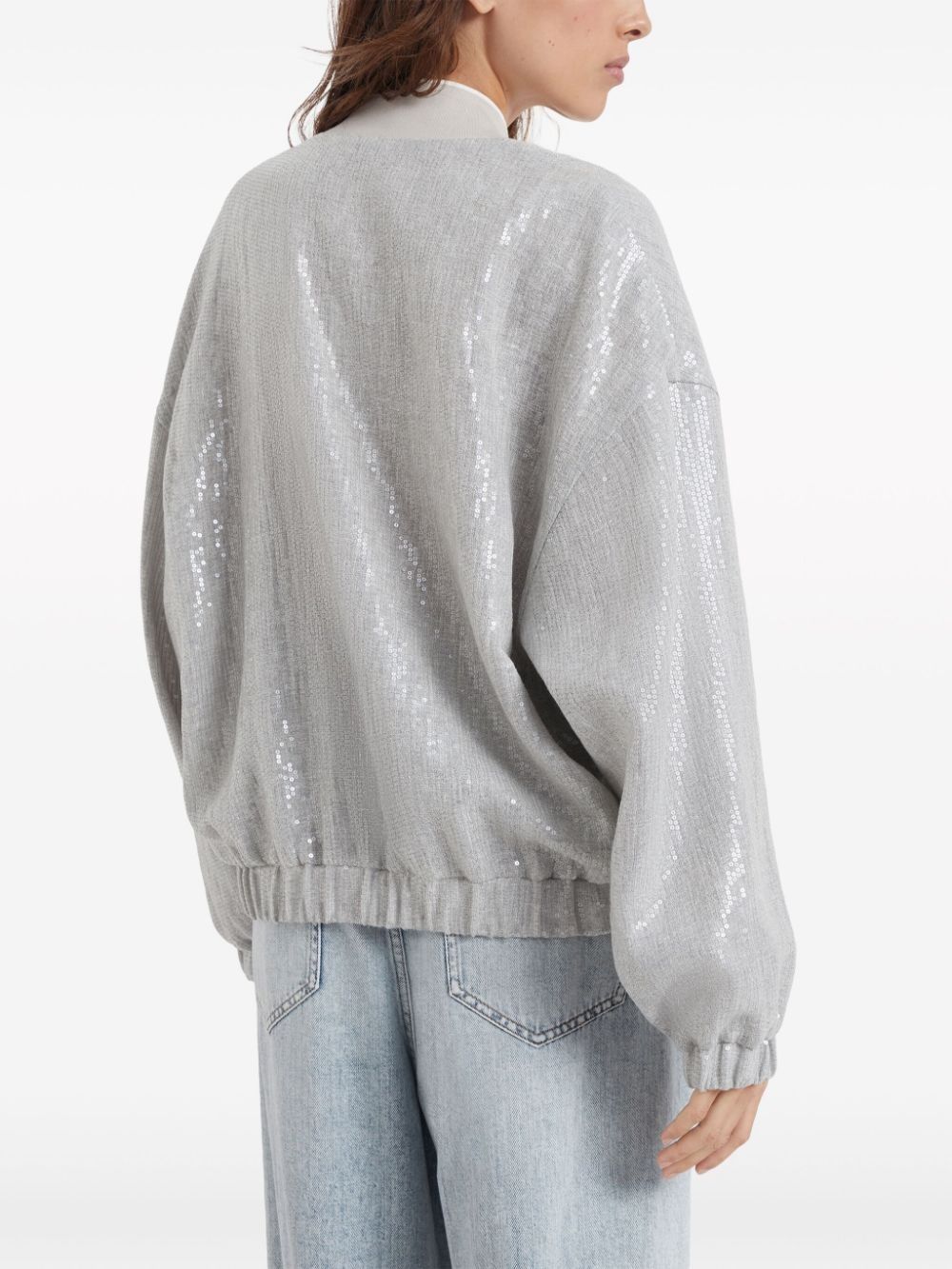 Brunello Cucinelli o1la1rc1a0425 Cardigan Sweatshirt in Silver Size XL / US 12-14 / IT 48-50 - 3 Thumbnail