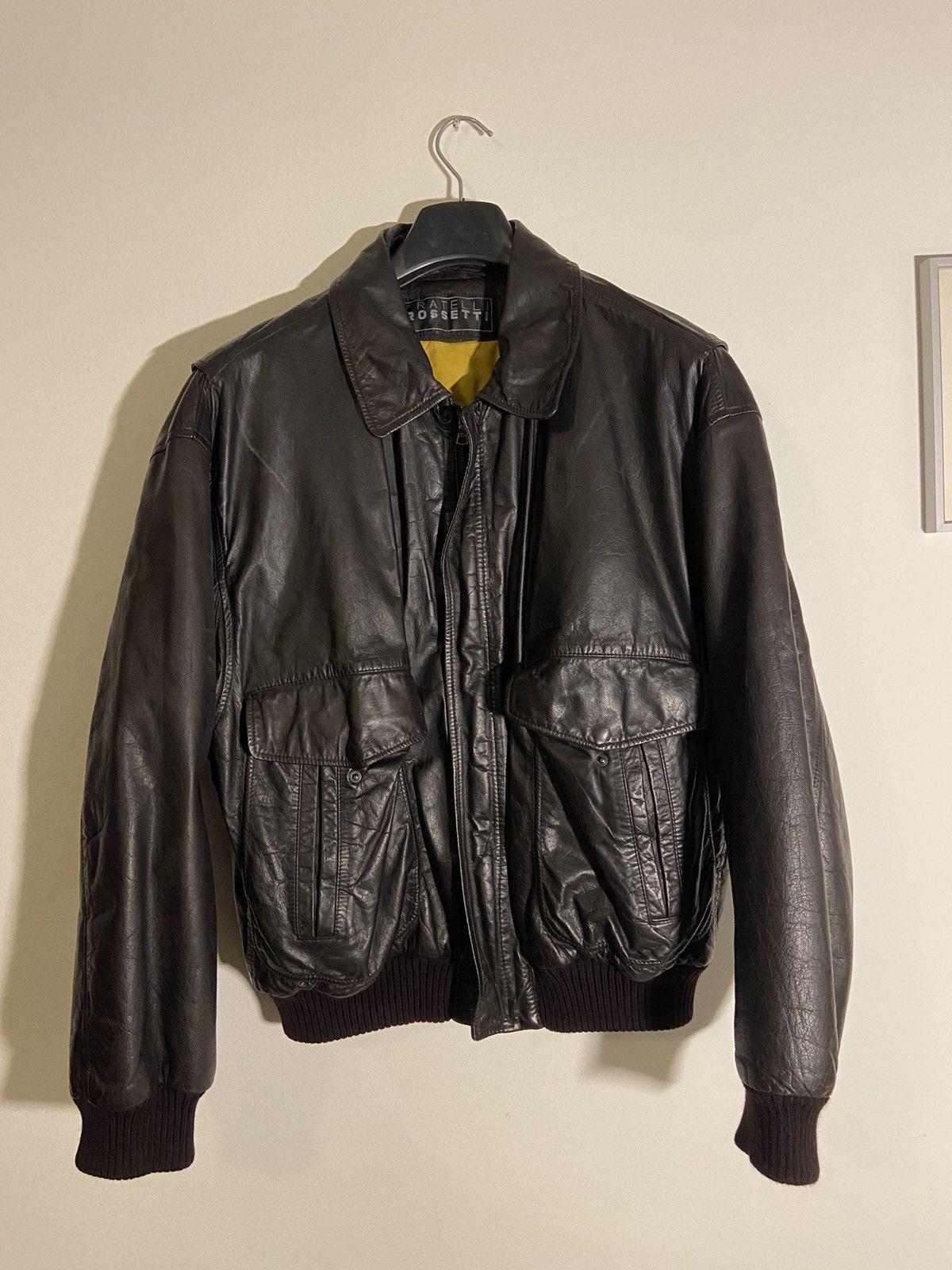 image of Fratelli Rossetti x Vintage Crazy Good Vintage Italian Leather Jacket in Dark Brown, Men's (Size XL