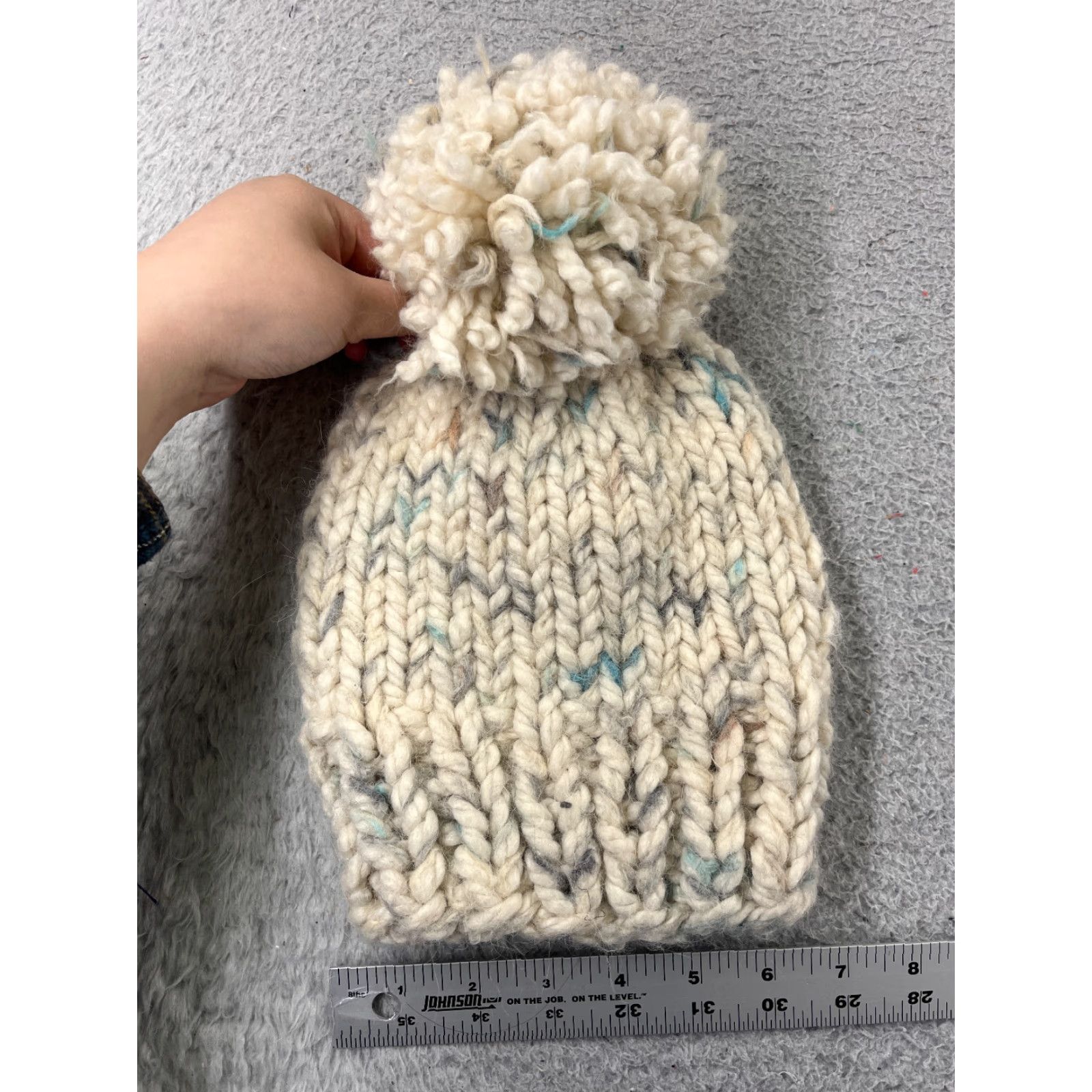 Vintage Stone Fox Beanie Womens One Size Ivory Crochet Knit Pom Acrylic Blend Hat Beanie Womens Stone Fox Size ONE SIZE - 5 Thumbnail