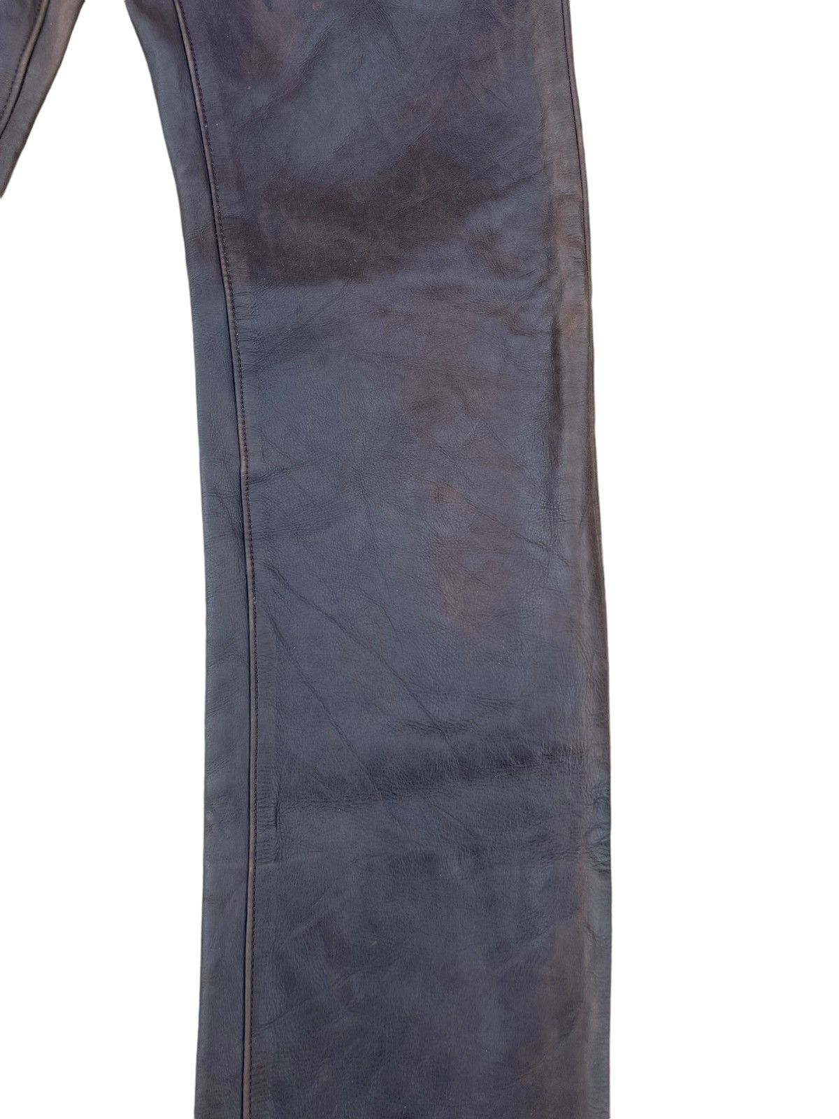 Genuine Leather Vintage Union Made Lee Riders Patina Cowhide Leather Jeans Size US 30 / EU 46 - 12 Thumbnail