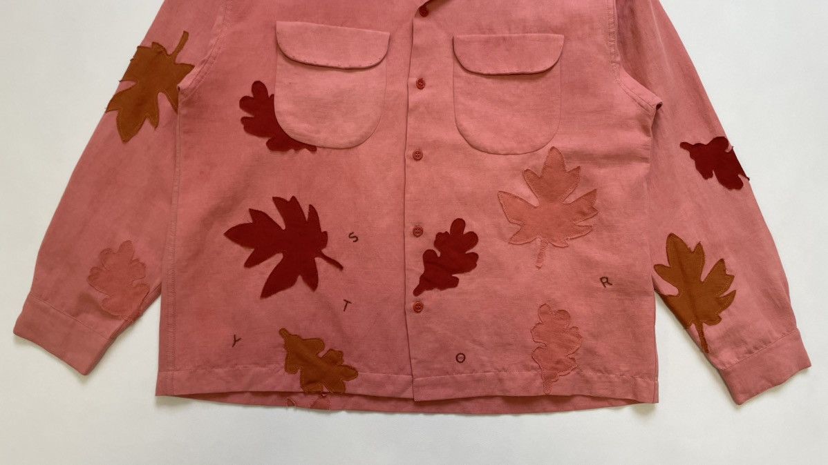 Story Mfg. Pink Linen ‘Leaf Patch Details’ Shirt Size US M / EU 48-50 / 2 - 10 Thumbnail