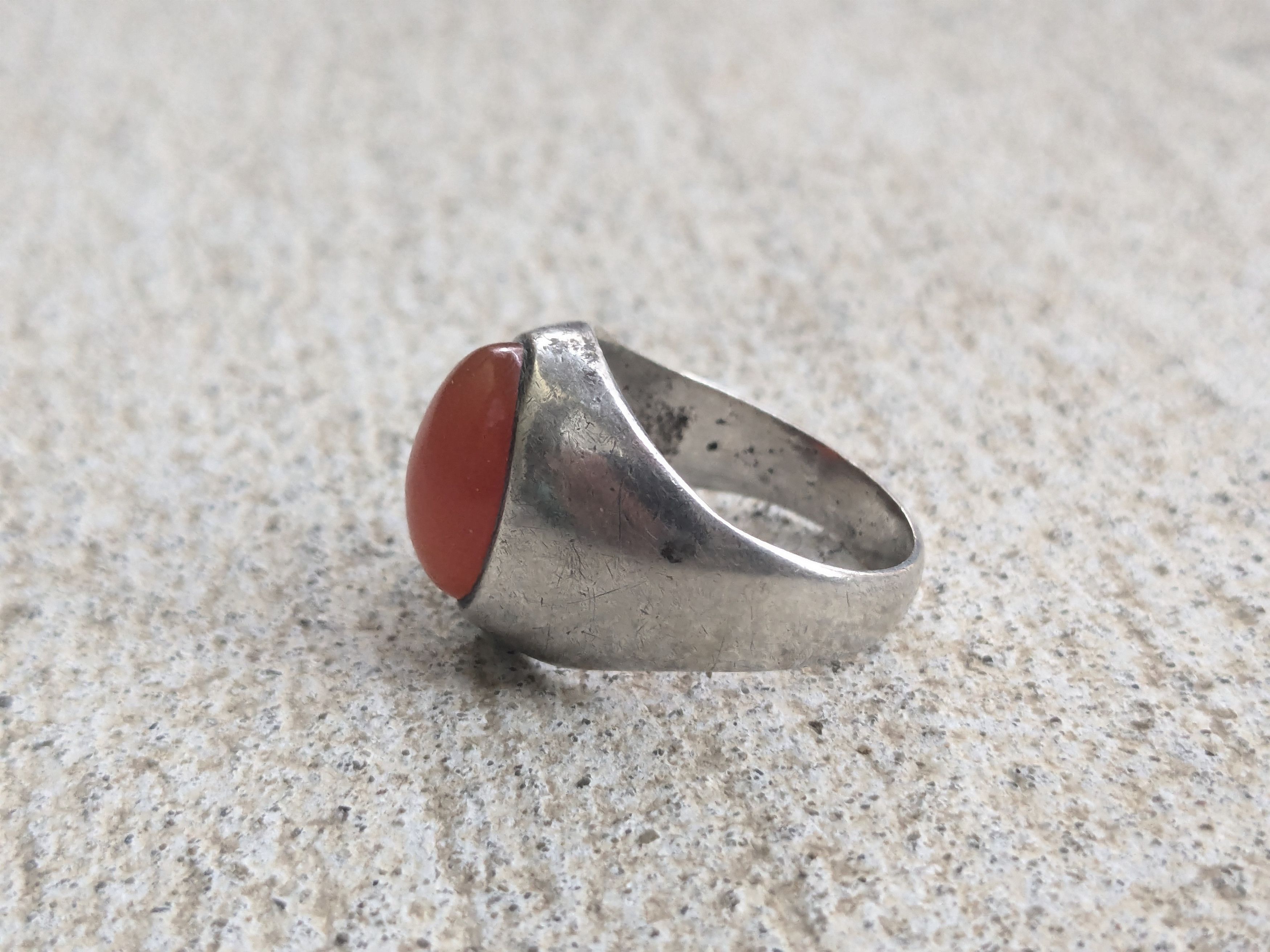 Jewelry × Sterling Silver Vintage Sterling Silver Ring Carnelian Oval 8.75 Orange Size ONE SIZE - 4 Thumbnail