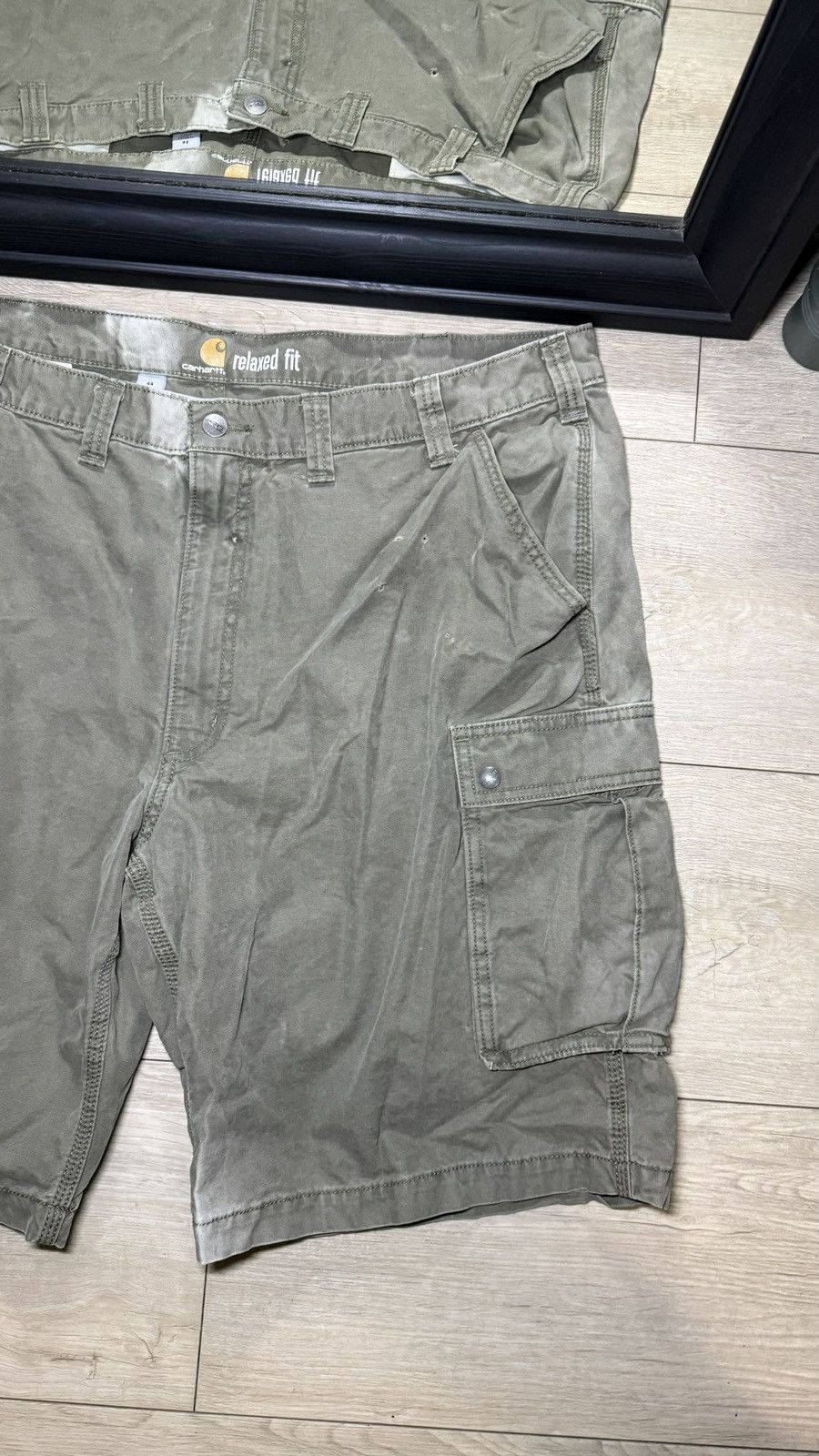 Carhartt Y2K 2000s Carhartt Olive Green Cargo Carpenter Shorts Size US 44 / EU 60 - 3 Thumbnail