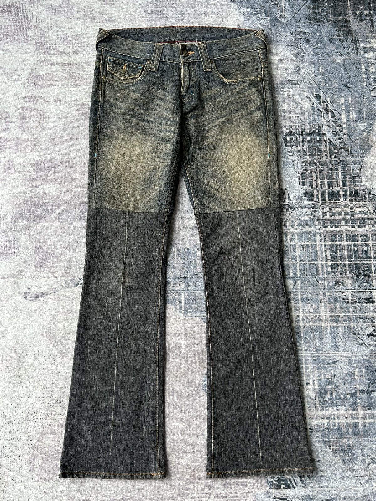 Tornado Mart Flared 2 Tone Punk Jeans
