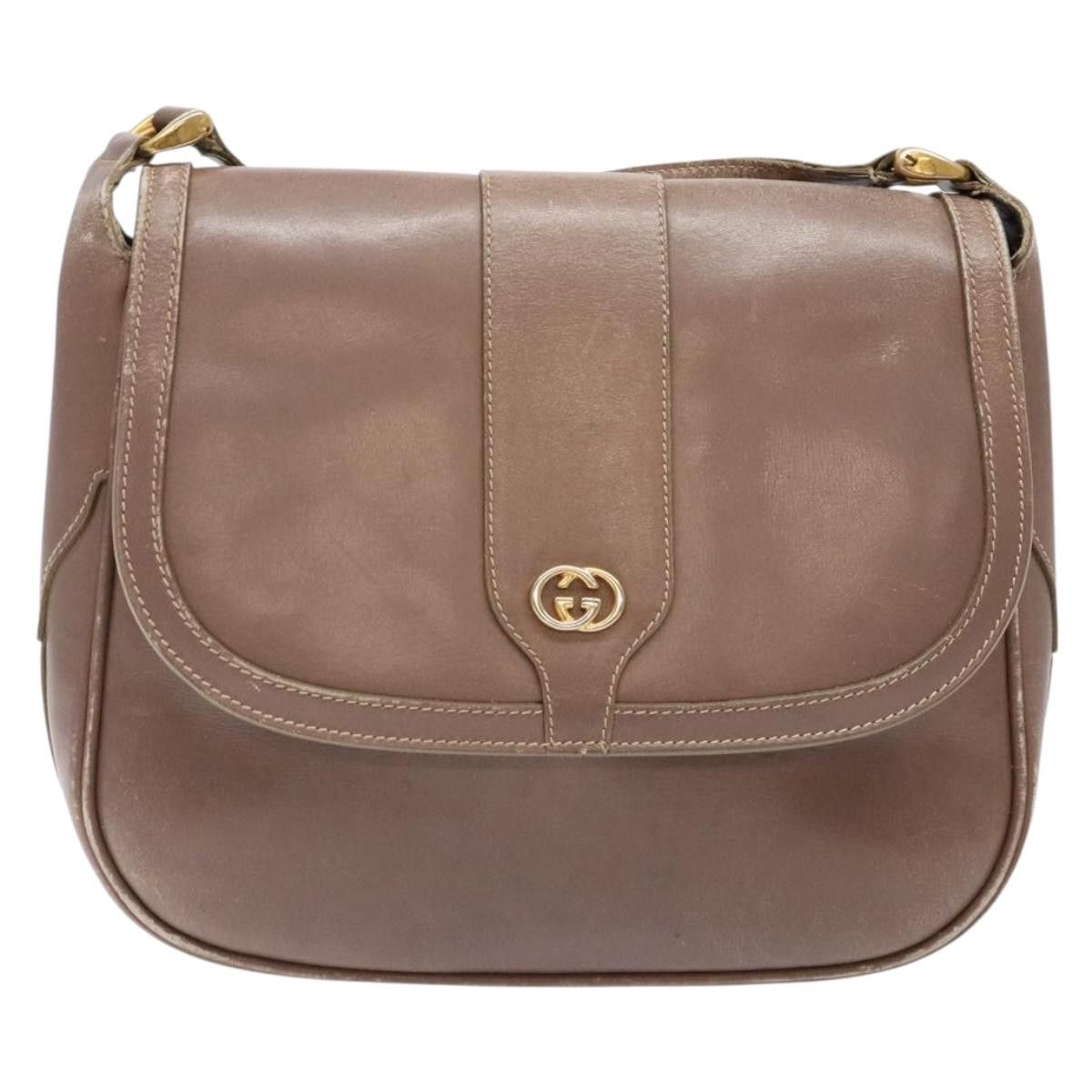GUCCI Shoulder Bag Leather Beige Gold 001 115 001 115