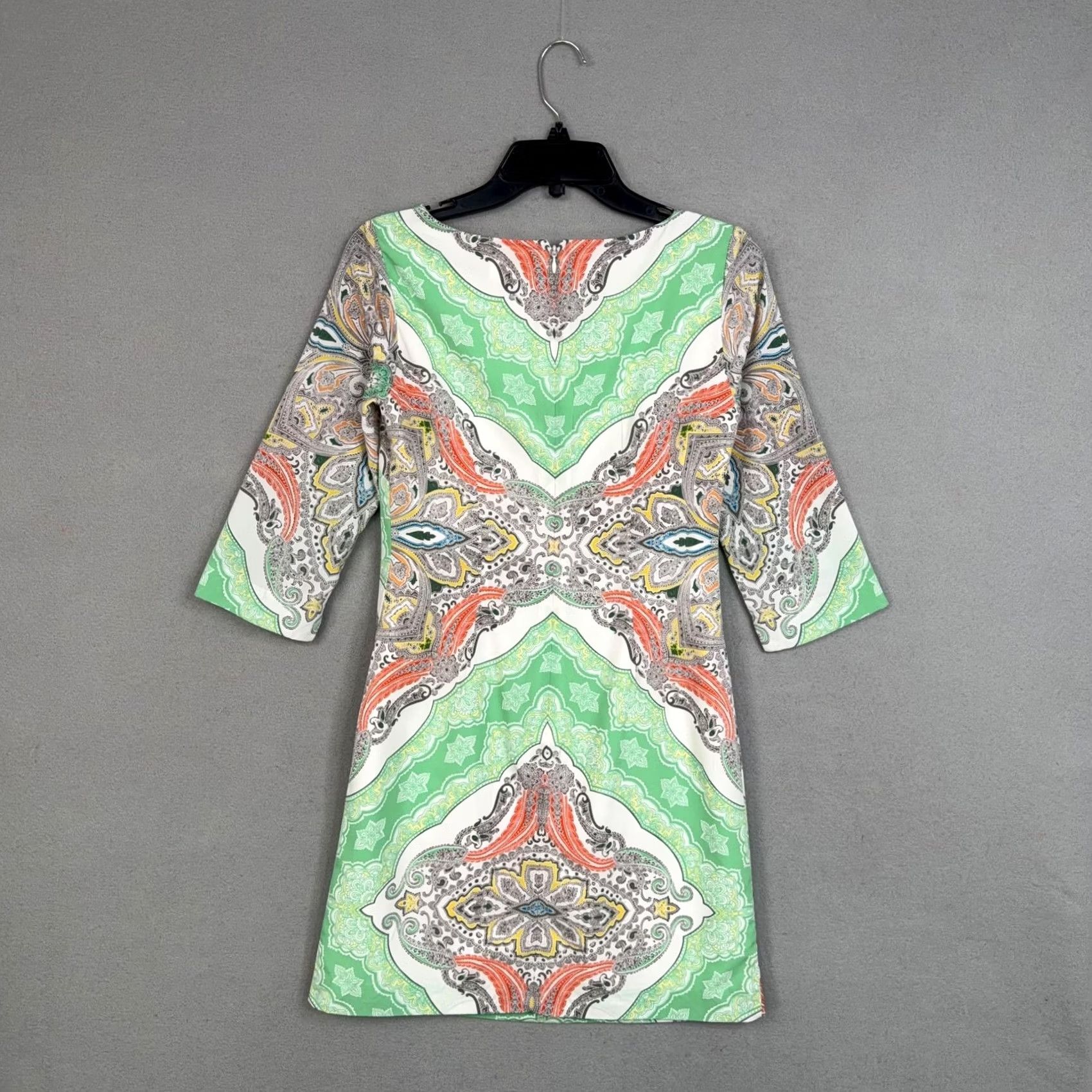 Banana Republic Banana Republic Dress Womens 0 Paisley 3/4 Sleeve Shift Mini Light Green Size XS / US 0-2 / IT 36-38 - 5 Thumbnail