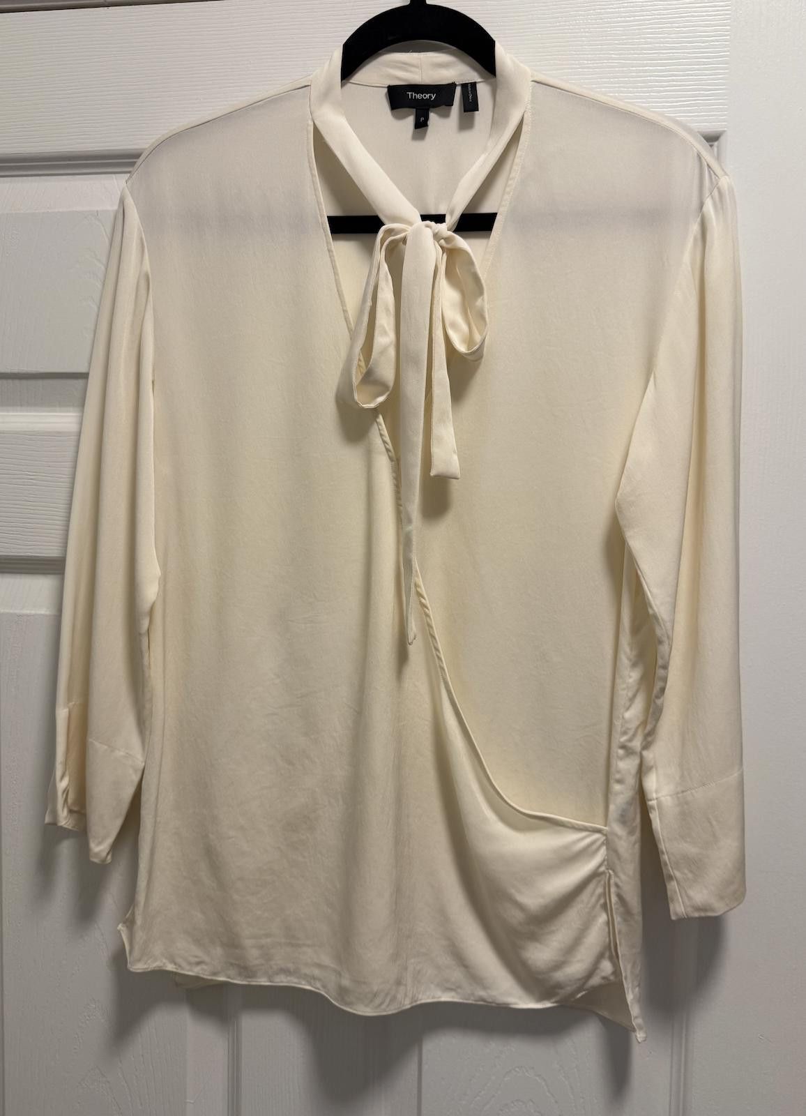 Theory Luxury Theory Relaxed Wrap 100% Silk Tie-Neck Blouse Size M / US 6-8 / IT 42-44 - 4 Thumbnail