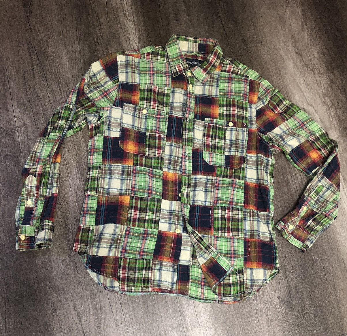 Flannel × Vintage VINTAGE BACK NUMBER PATCHWORK FLANNEL LONG SLEEVE SHIRT Size US XL / EU 56 / 4 - 24 Thumbnail