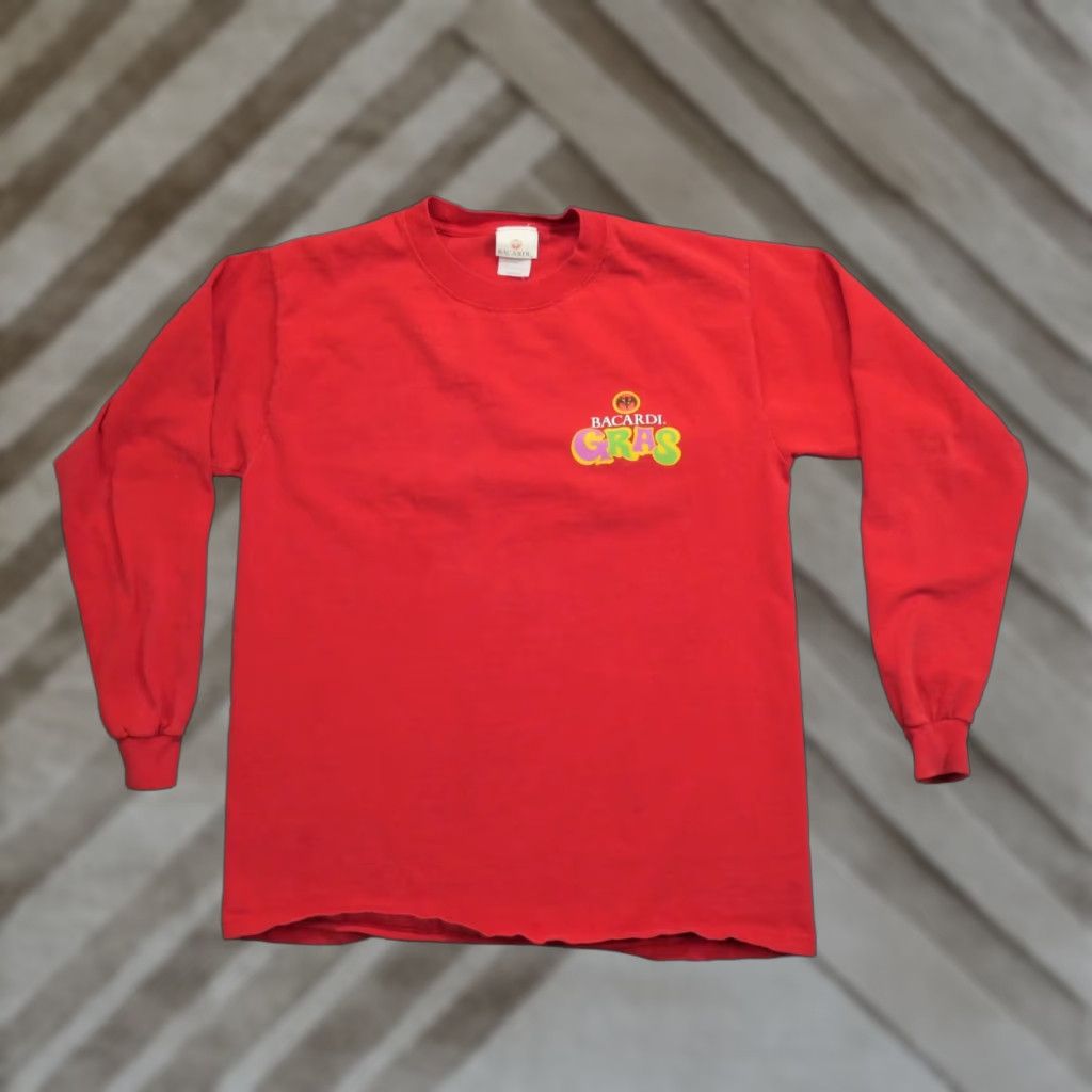 Vintage VINTAGE Bacardi Mens T-Shirt Shirt Regular Crew Neck Long Sleeve Red Cotton Logo 90s Art Size US M / EU 48-50 / 2 - 1 Thumbnail