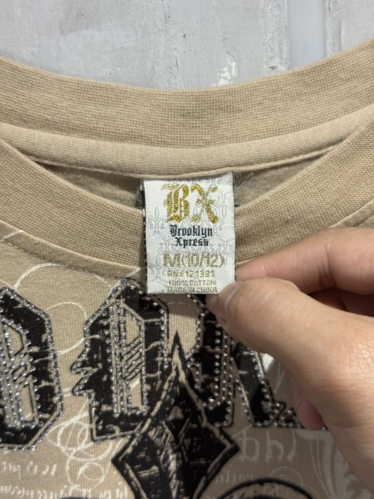 Brooklyn Xpress Y2K Vintage Brooklyn Xpress Rhinestones Tattoo Tshirt Size US M / EU 48-50 / 2 - 4 Thumbnail