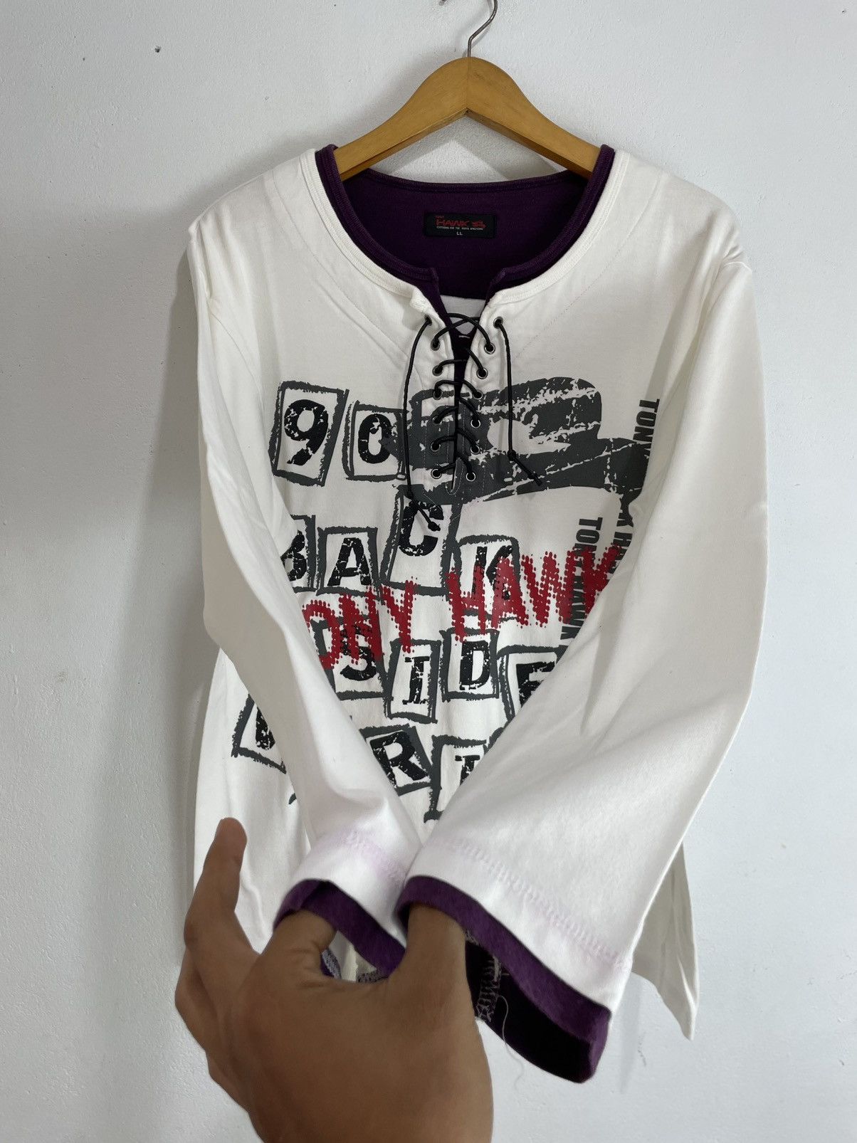 Japanese Brand × Tony Hawk × Vintage Poem Double Layer Lace Up Longsleeve Size US L / EU 52-54 / 3 - 3 Thumbnail