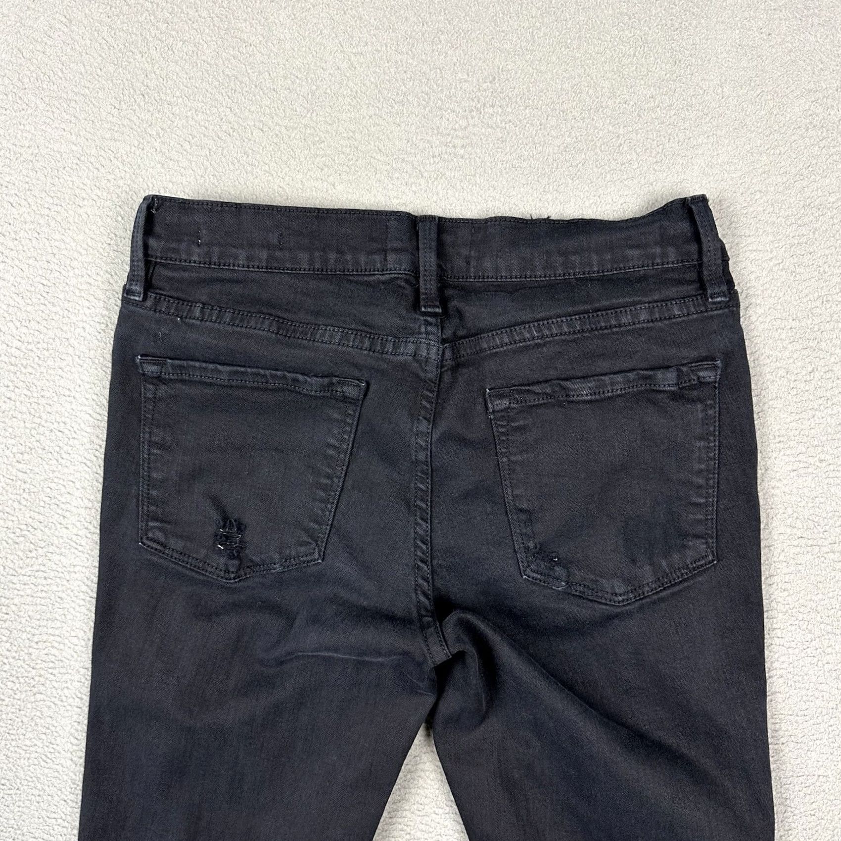 Frame FRAME Le Skinny de Jeanne Jeans Womens 27 Black Denim Distressed EUC Size 27" / US 4 / IT 40 - 4 Thumbnail