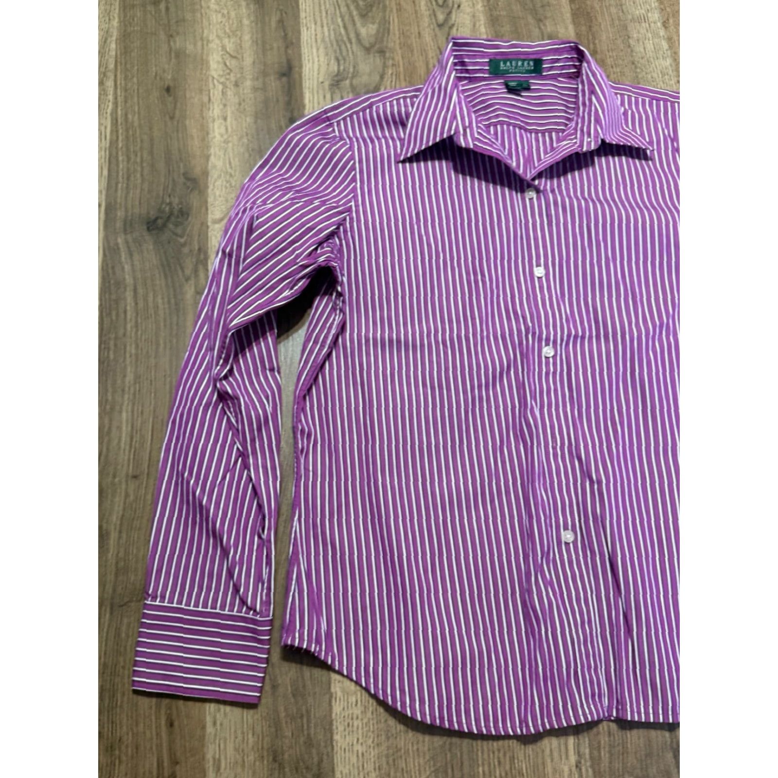 Ralph Lauren Lauren Ralph Lauren Shirt Womens Petite Large Purple Black White Button Up Size L / US 10 / IT 46 - 3 Thumbnail
