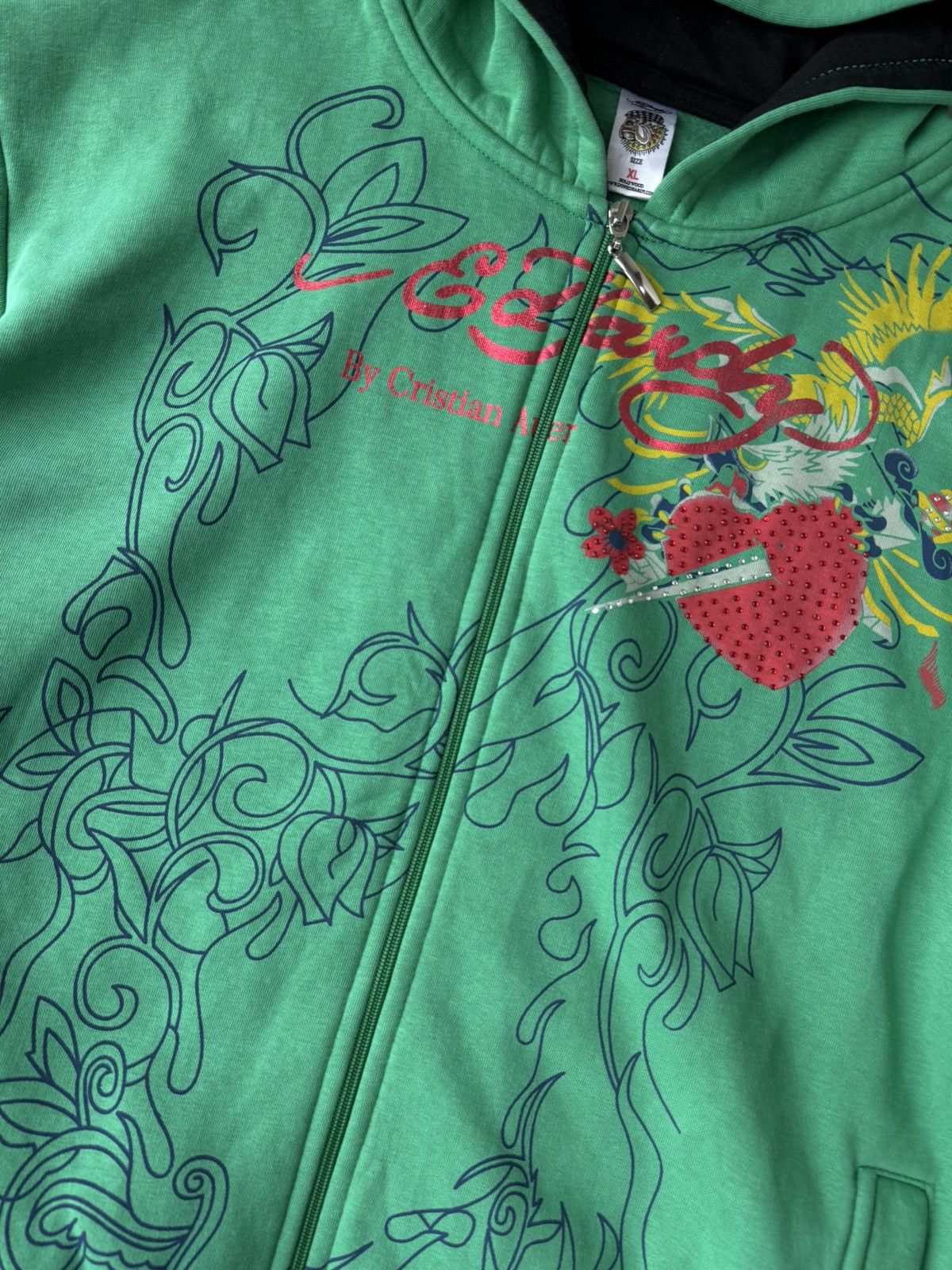 Christian Audigier Vintage Ed Hardy Skull Rhinestone Hoodie Vintage Size US L / EU 52-54 / 3 - 8 Thumbnail