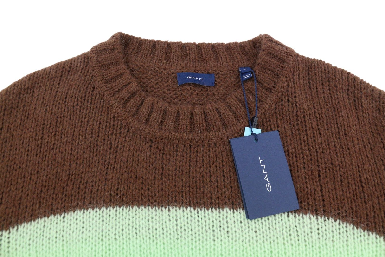 Gant MOHAIR STRIPED C-NECK XL Cocoa Bean Wool Blend 88072 Size XL / US 12-14 / IT 48-50 - 5 Thumbnail