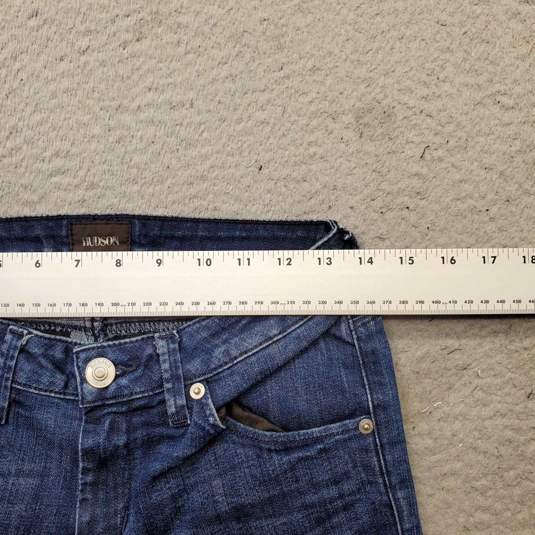 Hudson Hudson Womens 25 Blue Denim Stretch Whiskered Flat Front 5-Pockets Design Jeans Size 42" / US 20 - 7 Thumbnail