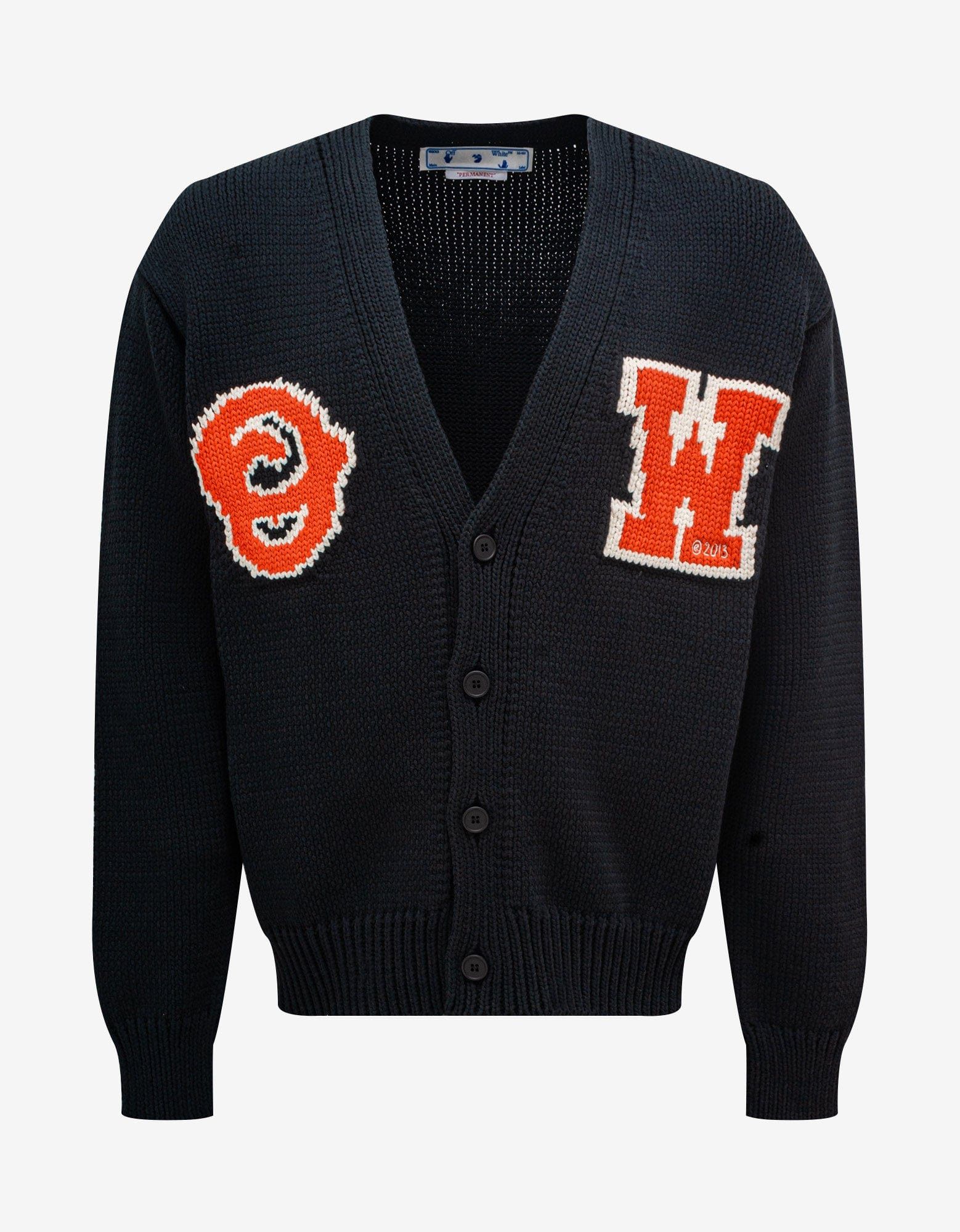 image of Off White Black Ow Patch Knit Cardigan, Men's (Size Large)
