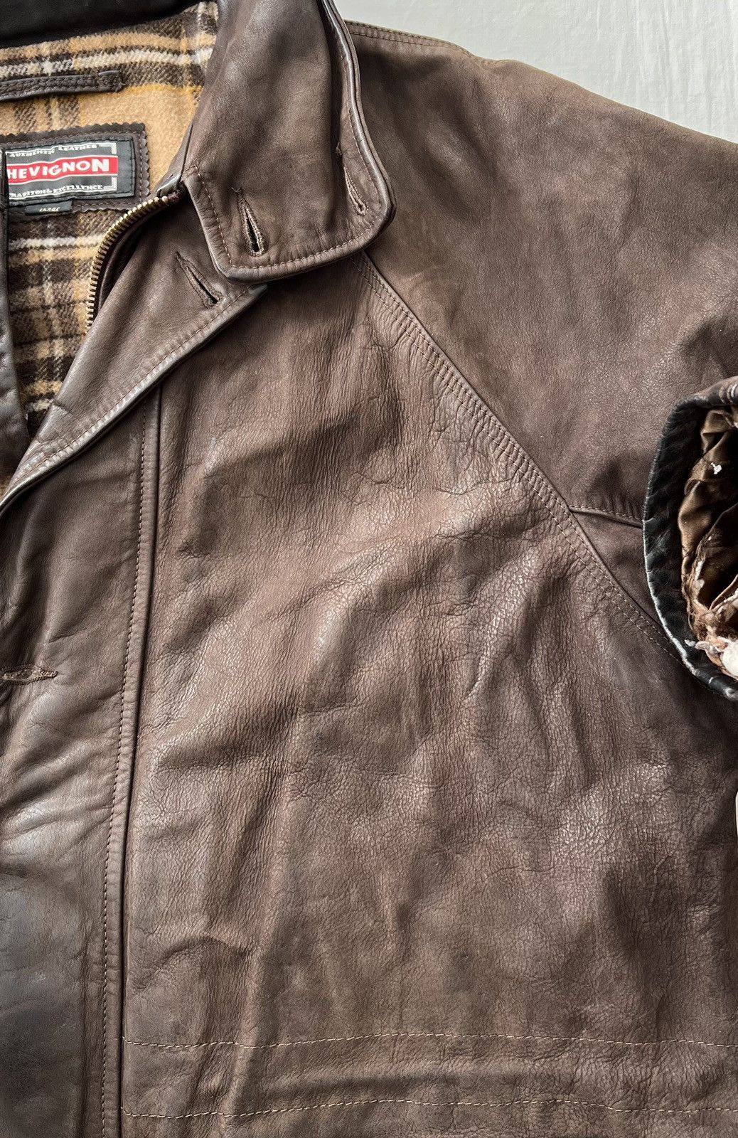 Chevignon Vintage 90s Chevignon Faded Heavy Leather Jacket Size US L / EU 52-54 / 3 - 15 Thumbnail