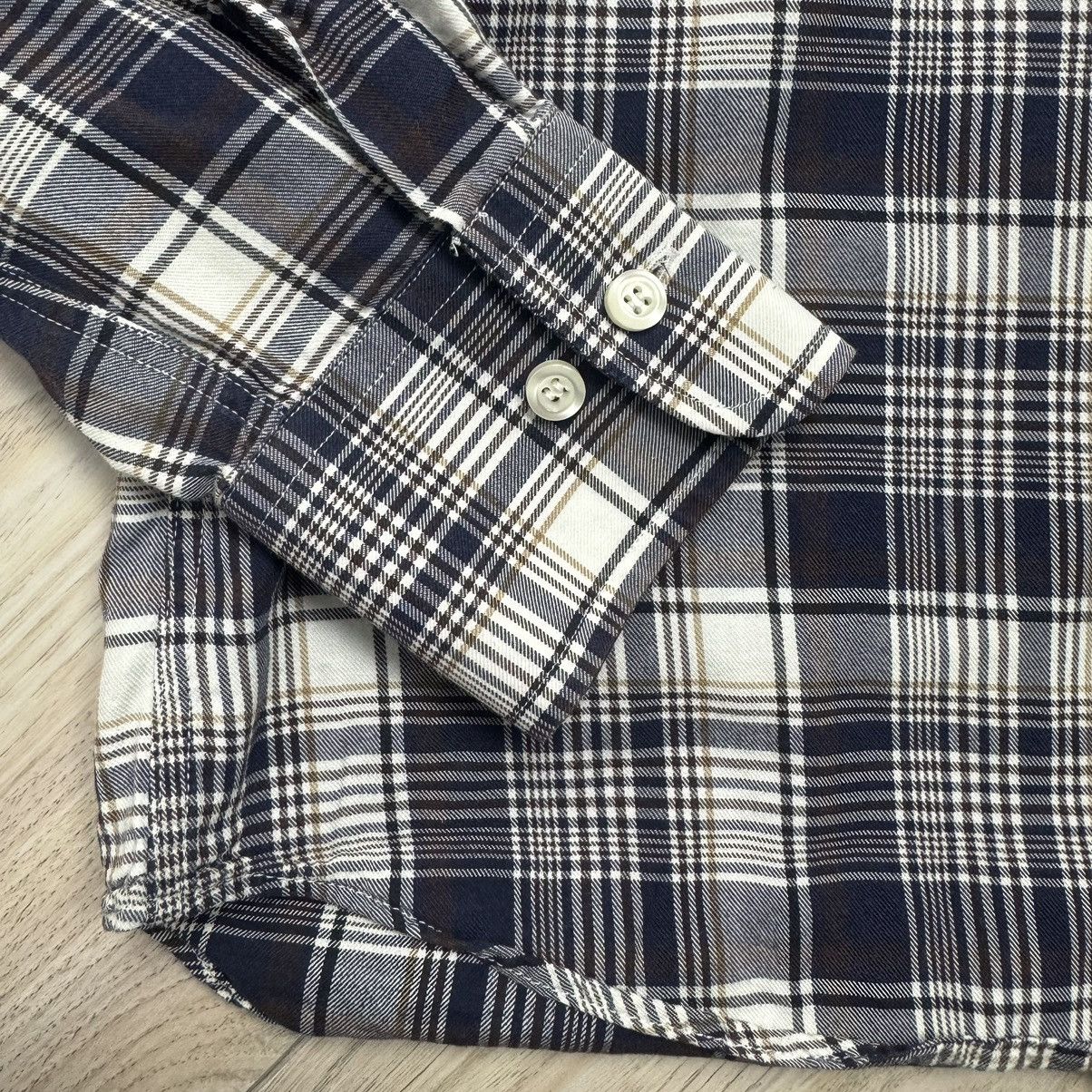 Designer Essential Fred Perry Navy Checkered Slim Fit Button Up Shirt Size US M / EU 48-50 / 2 - 11 Thumbnail
