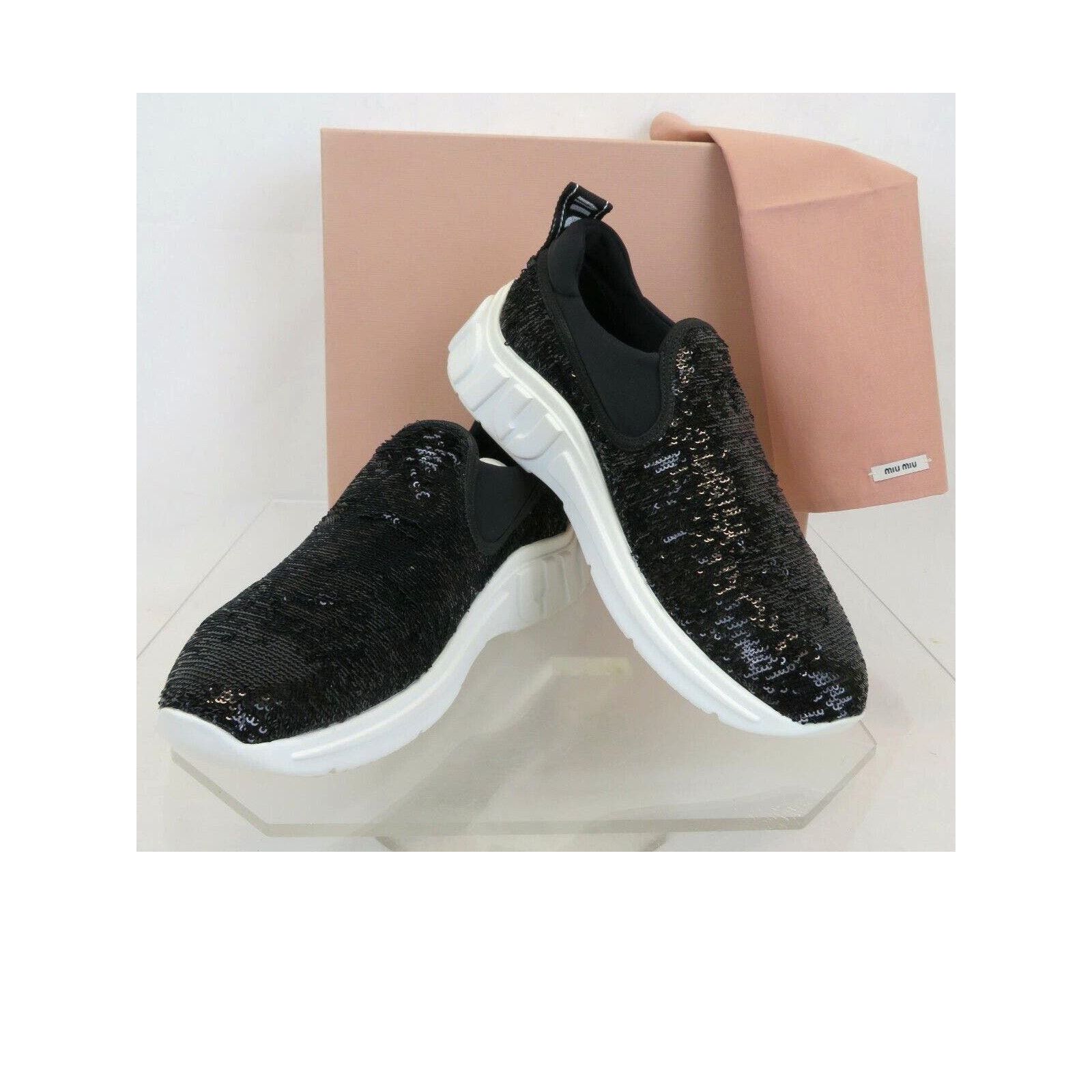 5S279C BLACK LOGO GLITTER PLATFORM SLIP ON SNEAKERS 38 ITALY