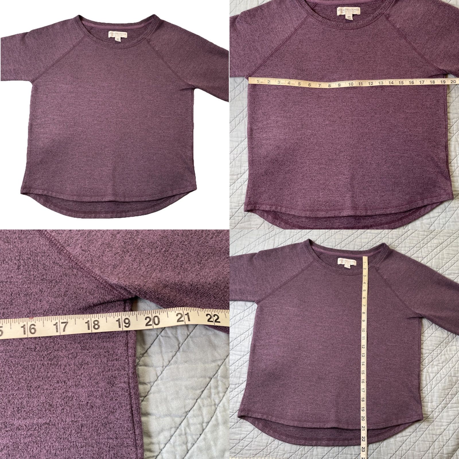 Vintage Karen Neuburger Live Love Lounge Sweatshirt Women’s M Purple Diamond Knit Pullover Crew Neck Long Sleeve All Seasons Casual Size M / US 6-8 / IT 42-44 - 8 Thumbnail