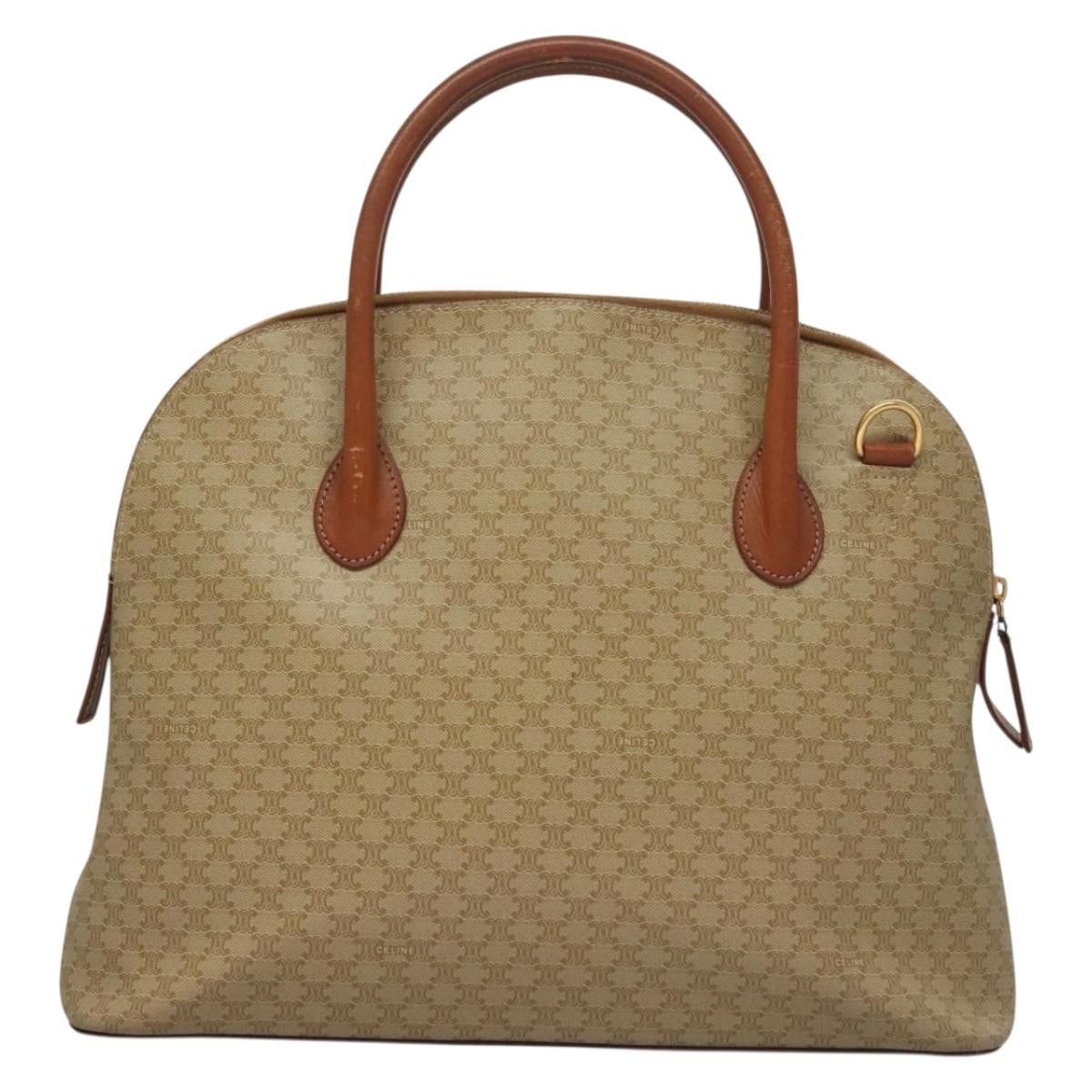 Celine CELINE Macadam Canvas Hand Bag Pvc Beige Gold Size ONE SIZE - 3 Thumbnail