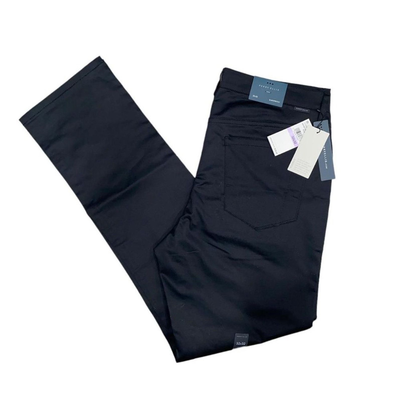 Perry Ellis Perry Ellis Men's Slim Fit Stretch Sateen Pants in Black 32 Size US 32 / EU 48 - 2 Thumbnail