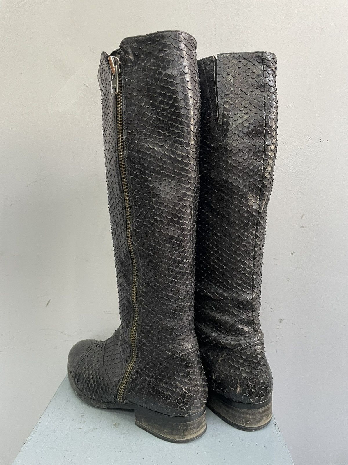 Billi Bi black boots leather snake hight moto 14thaddiction