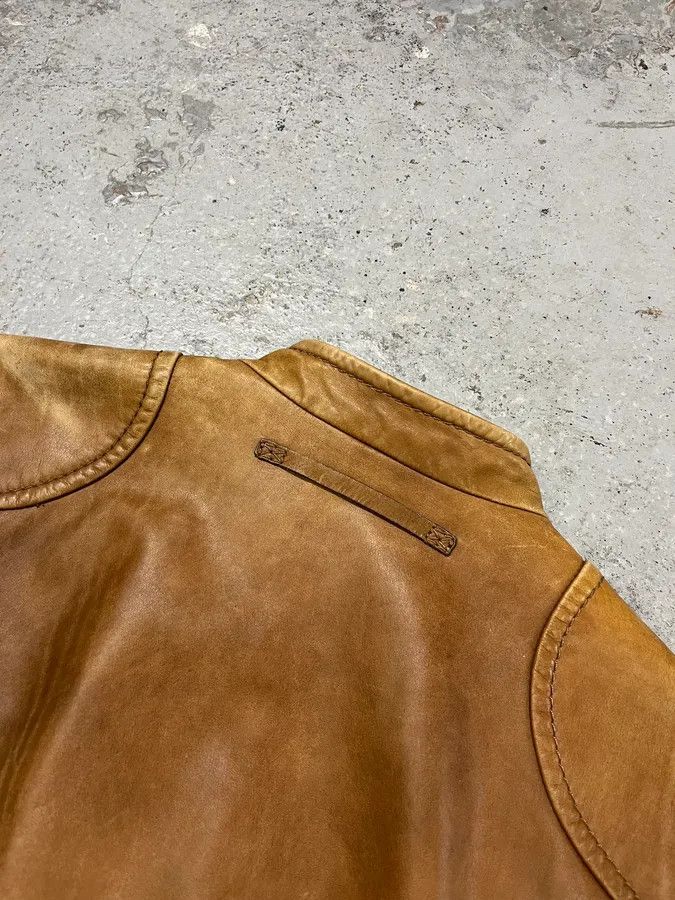Prada 2000s Prada Brown Aged Leather Biker Jacket Size US S / EU 44-46 / 1 - 8 Thumbnail