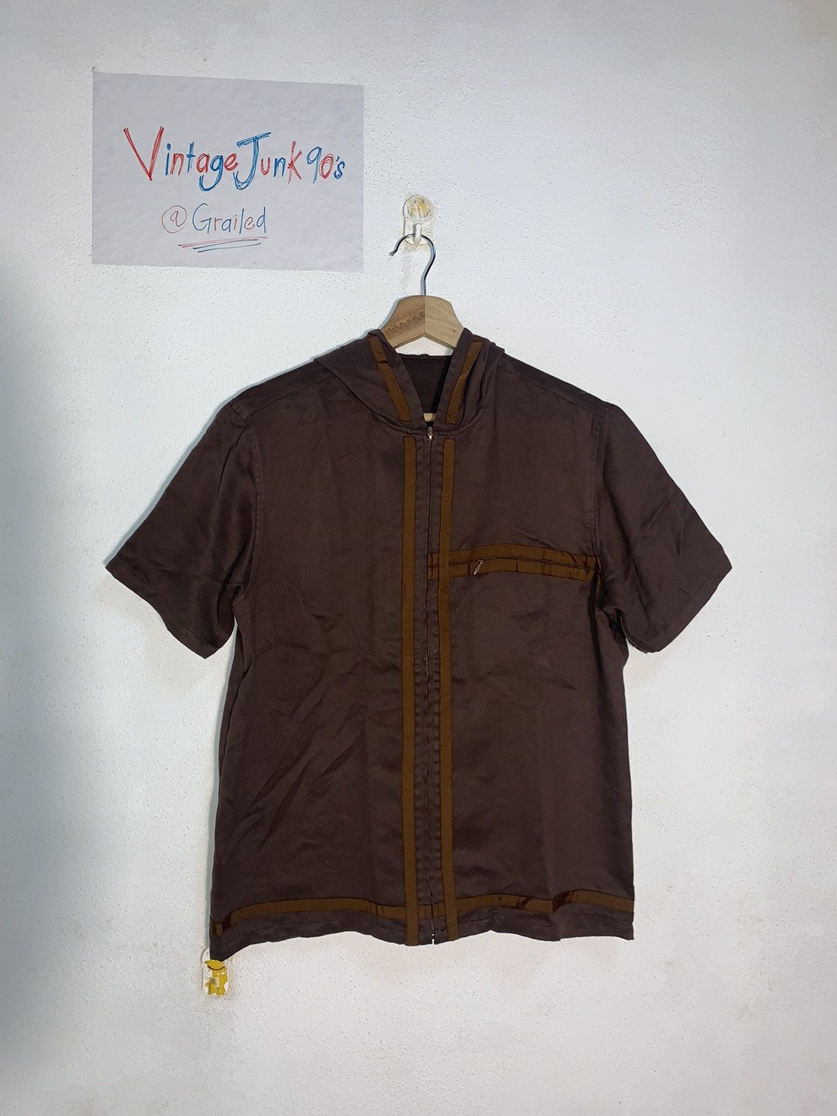 image of Ppfm Short Sleeve Hoodie in Brown, Men's (Size Medium)