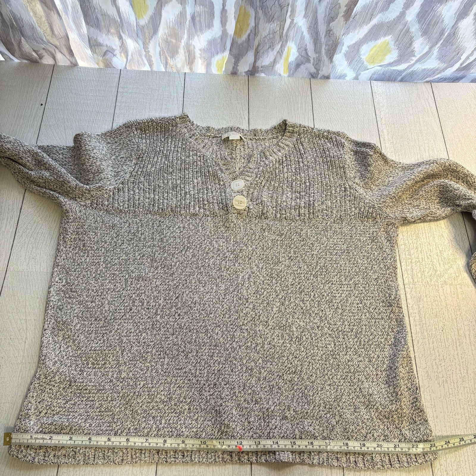 Other Christopher & Banks Gray Marled Henley Sweater XL Size XL / US 12-14 / IT 48-50 - 10 Thumbnail