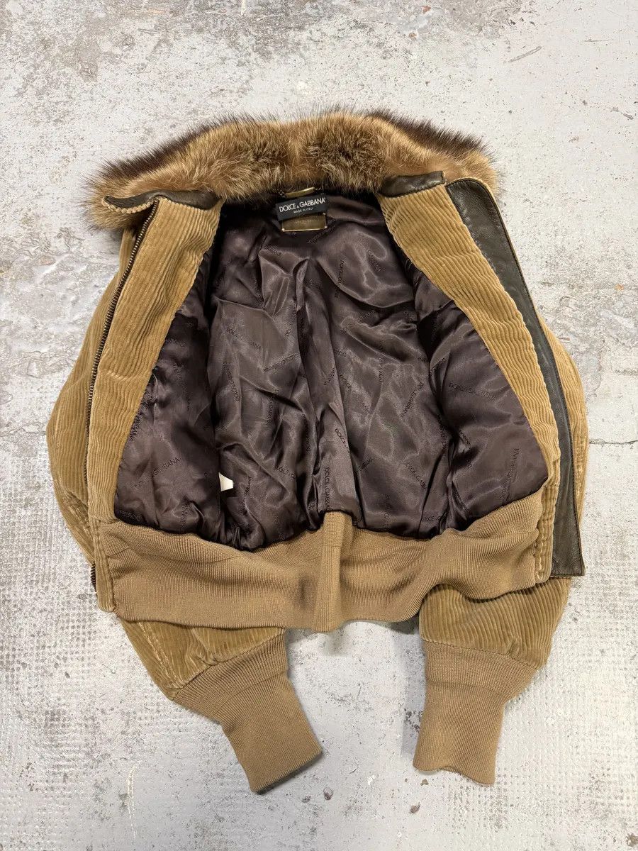 Dolce & Gabbana AW2002 Dolce & Gabbana Beige Corduroy & Rabbit Fur Bomber Jacket Size S / US 4 / IT 40 - 8 Thumbnail