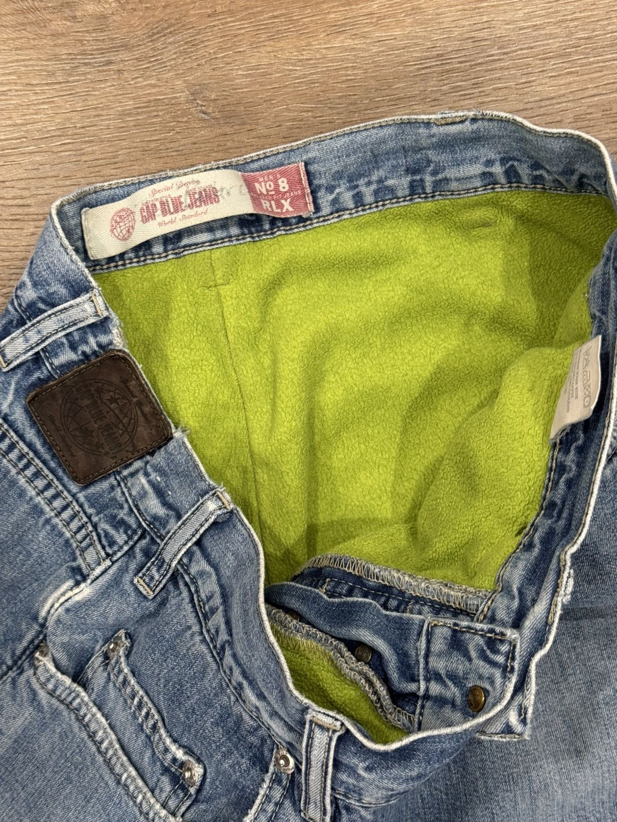 Gap Vintage 90s Gap Blue Jeans Fleece Lined Neon Green No 8 RLX Size US 33 - 10 Thumbnail