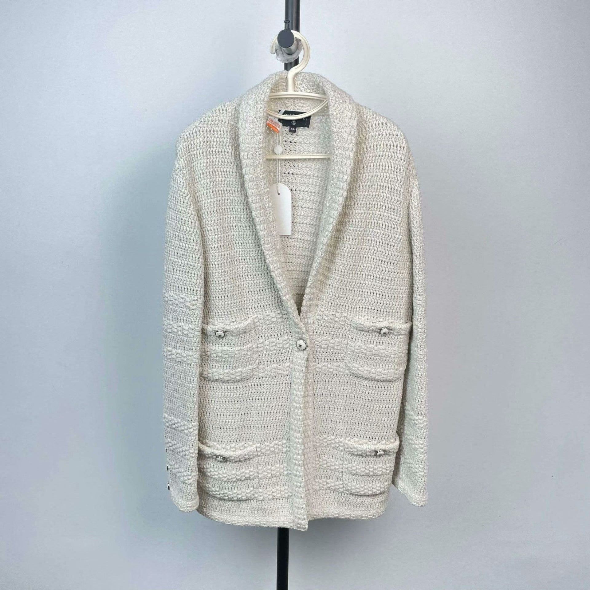 Chanel Chanel Silver Thread Knit Four-Pocket Cardigan Size S / US 4 / IT 40 - 1 Thumbnail