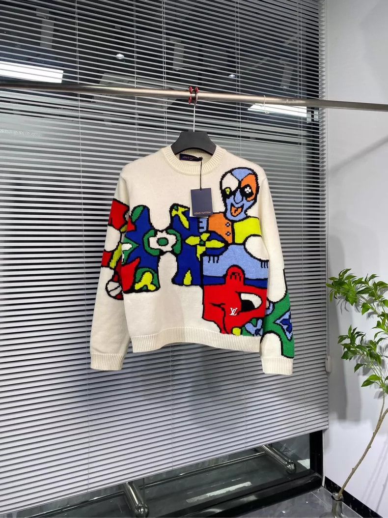 Louis Vuitton LOUIS VUITTON Cartoon Puzzle Beige sweater 2504-Nextarrow Size US S / EU 44-46 / 1 - 1 Thumbnail