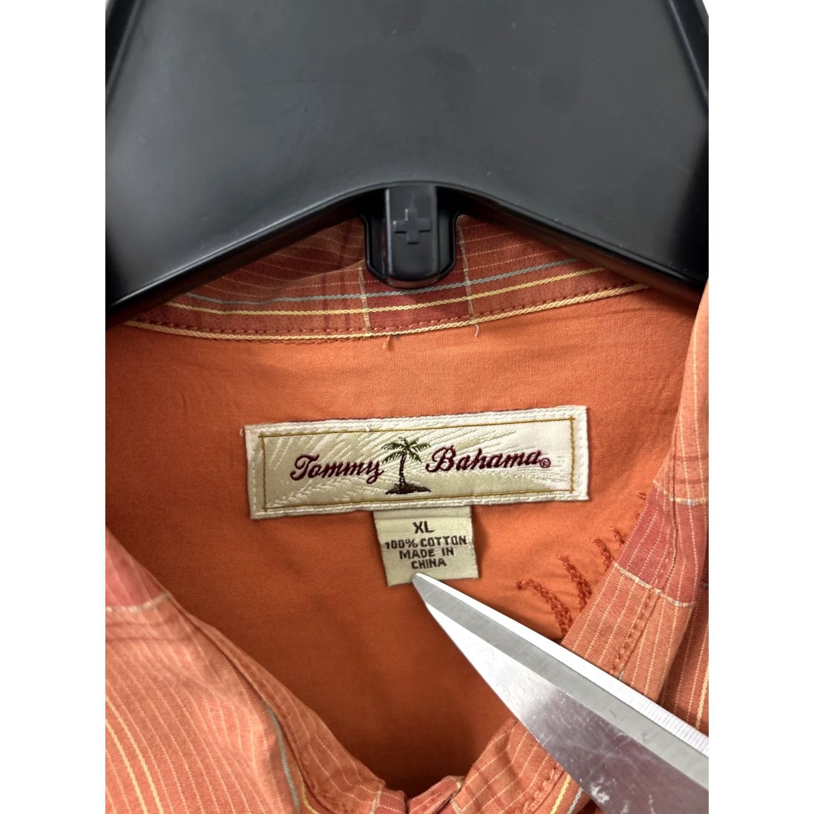 Tommy Bahama Tommy Bahama Shirt Mens XL Orange Plaid Button Down 100% Cotton Long Sleeve Button-Up Casual Office All Seasons Easy Care Pockets Size US L / EU 52-54 / 3 - 5 Thumbnail