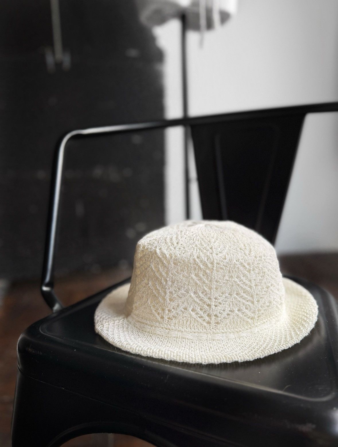 Wigens Wigens Vintage White Beige Knit Bucket Cloche Hat Sweden Size ONE SIZE - 3 Thumbnail
