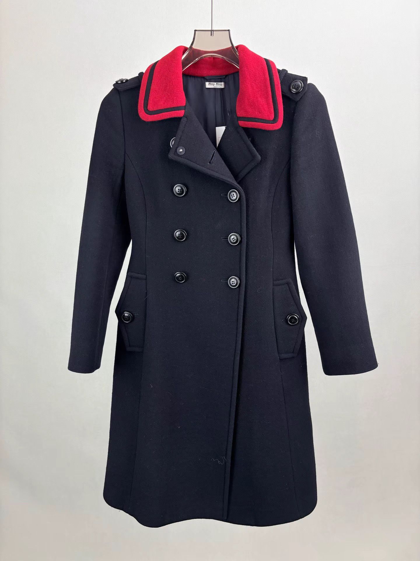 Miu Miu MIUMIU Contrast Collar Wool Coat Size US XXS / EU 40 - 1 Thumbnail