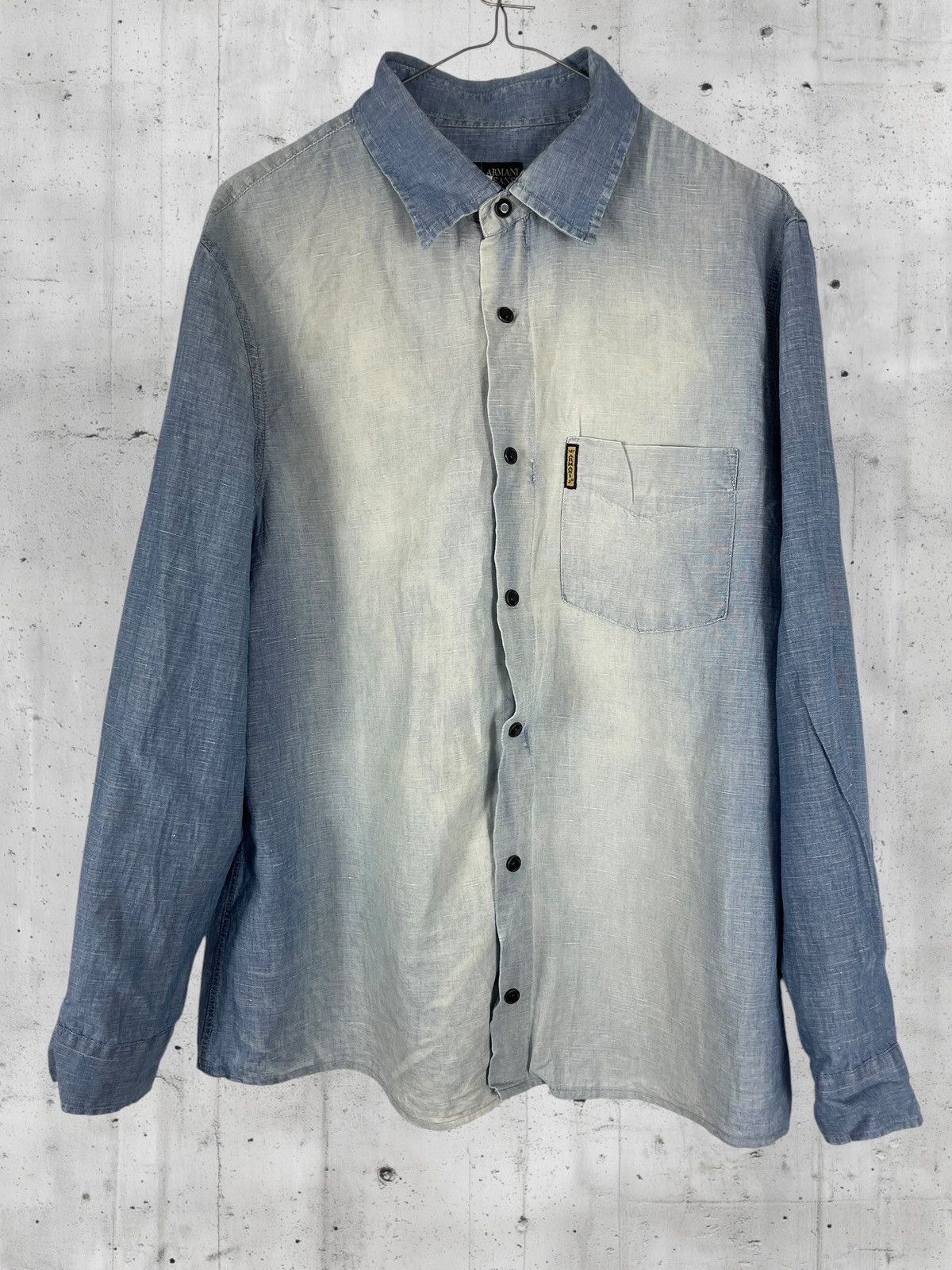 Vintage Armani Jeans Vintage 90s Sun Faded Denim Shirt Size US M / EU 48-50 / 2 - 2 Thumbnail