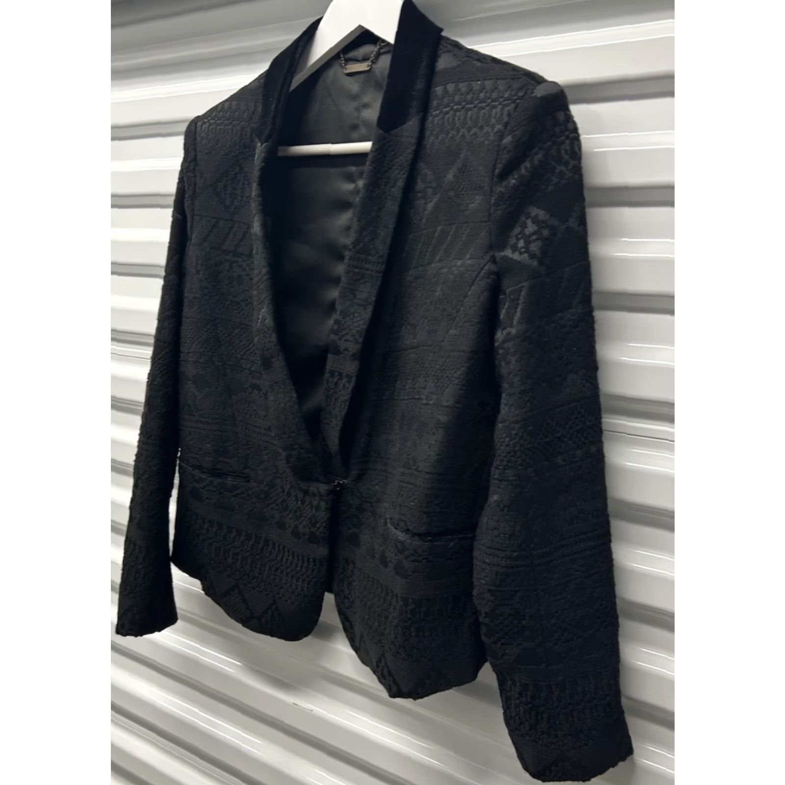 Vintage Capulet Boutique Jacket Women’s M Charcoal Embossed ImPrint Moto Tribal Womens Size XS / US 0-2 / IT 36-38 - 3 Thumbnail