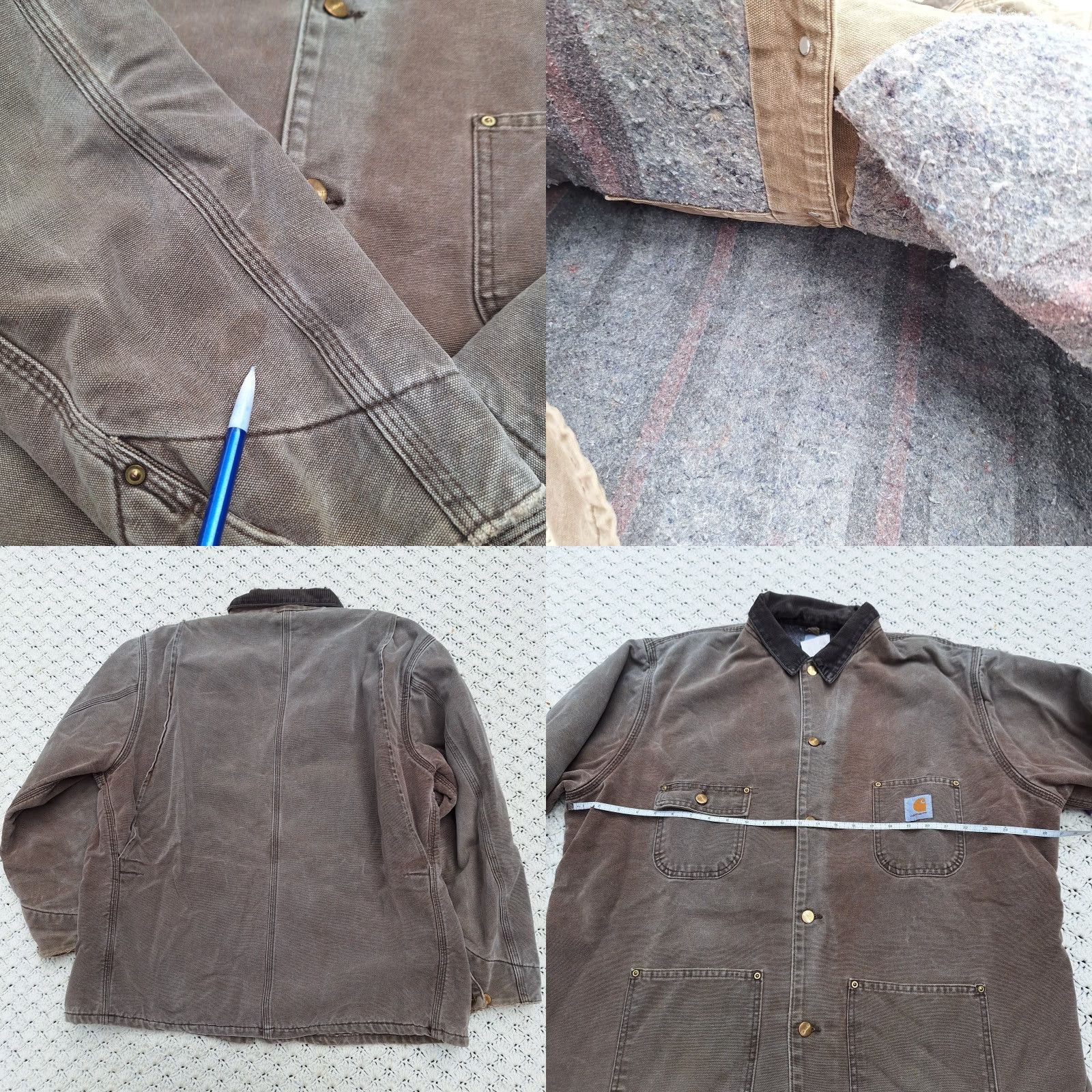 VINTAGE Carhartt CB1082 Blanket Lined Canvas Distressed Chore Jacket Coat Large Mens