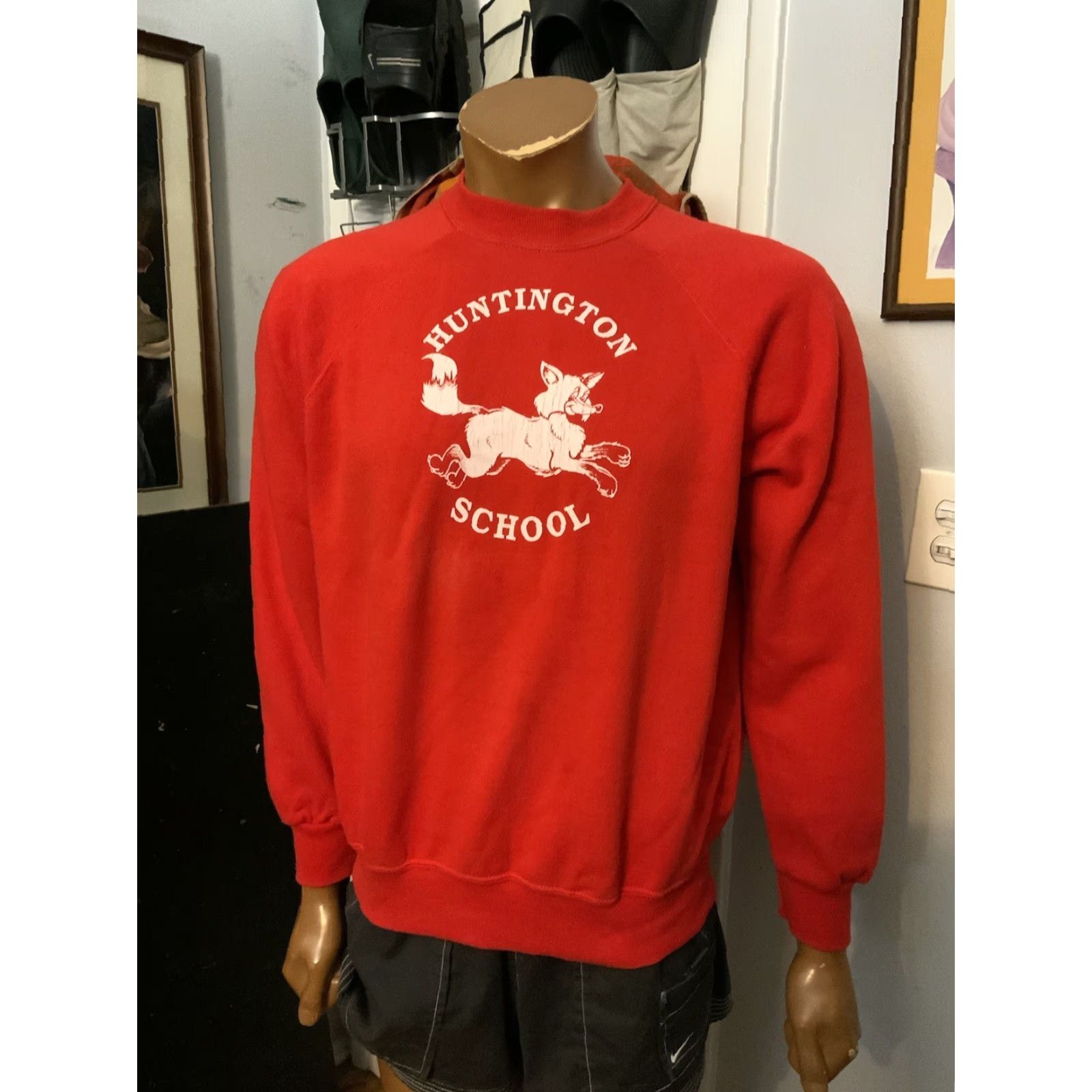 Vintage VINTAGE Bassett Walker Huntington School Fox 50/50 Crewneck Sweatshirt XL Men Red 80s Sz.XL Size US XL / EU 56 / 4 - 7 Thumbnail