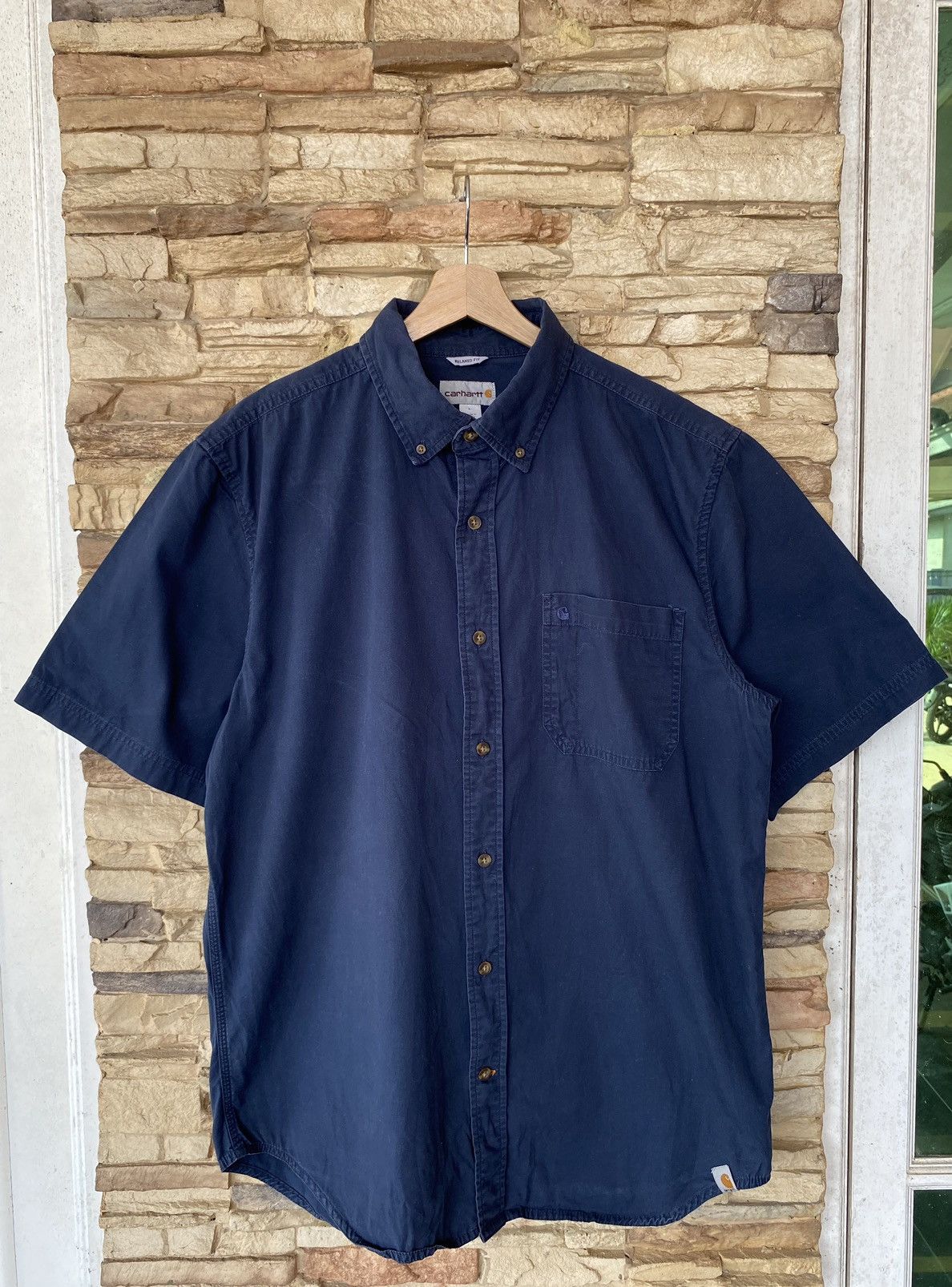 Carhartt Vintage Carhartt Relaxed Fit Short Sleeve Button Up Shirt Size US L / EU 52-54 / 3 - 1 Thumbnail