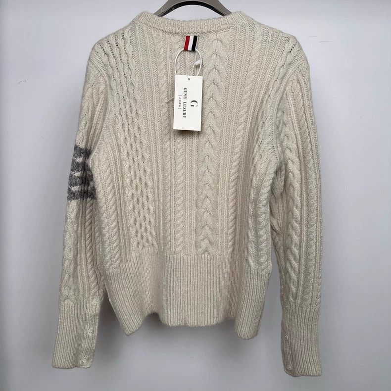 Thom Browne Thom Browne Classic white round neck sweater Size US XL / EU 56 / 4 - 1 Thumbnail