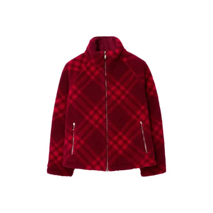 Burberry Burberry Red Plaid High Neck Long Sleeve Jacket 0079 Size S / US 4 / IT 40 - 1 Thumbnail