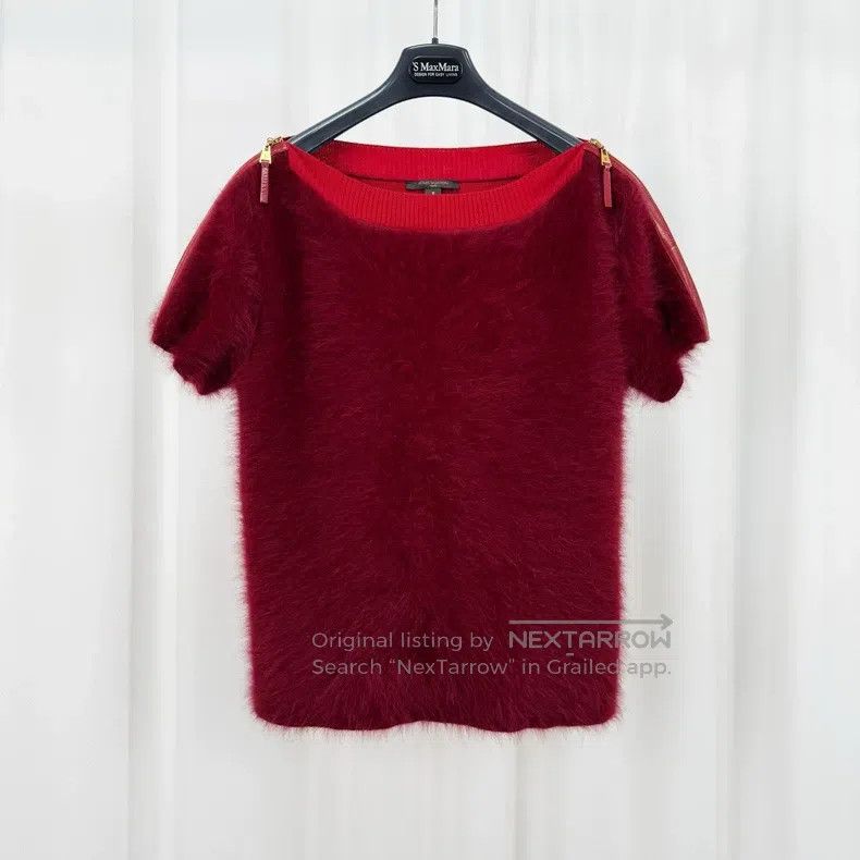 Louis Vuitton Louis Vuitton Red cashmere fur knit sweater Size S / US 4 / IT 40 - 1 Thumbnail