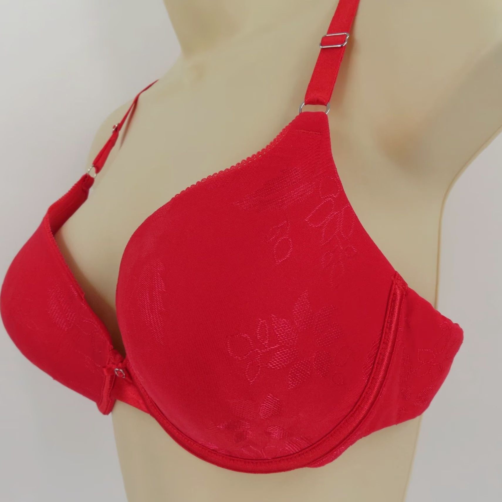 Vintage Lily of France Bra 36C Push Up Underwire Red Floral Pattern 2131101 Women Size ONE SIZE - 4 Thumbnail